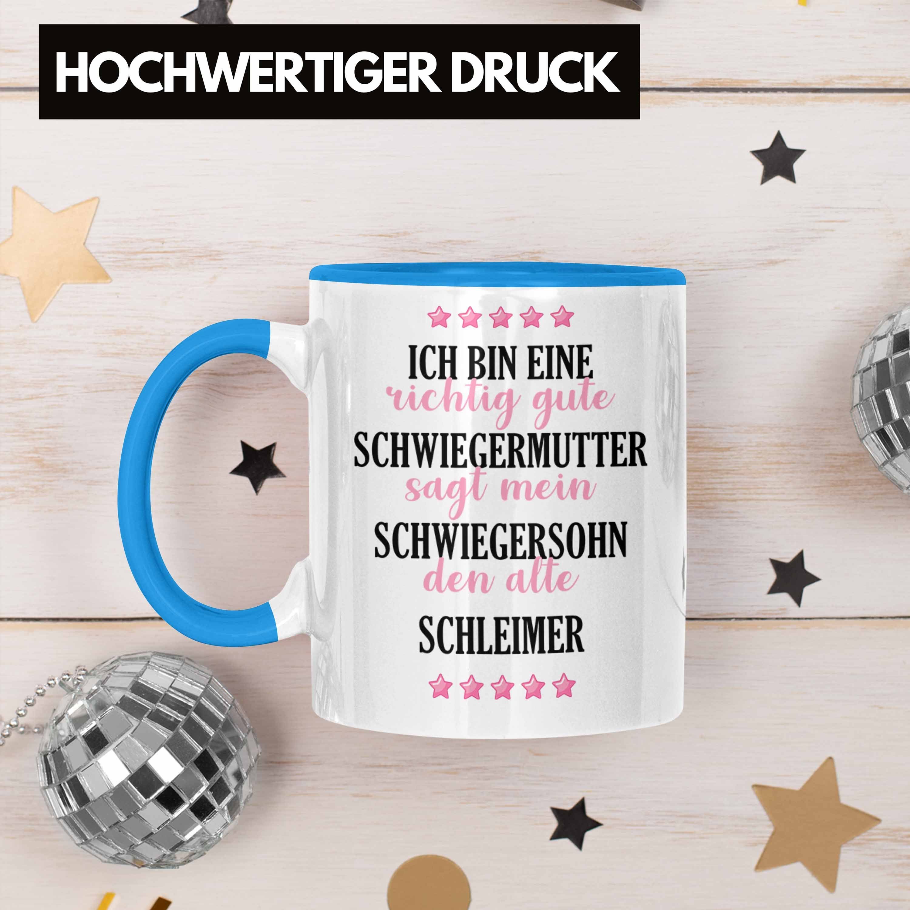 Tasse Geburtstag Lustiger Schwiegermutter Spruch für Schwiegermama Blau Geschenke Trendation