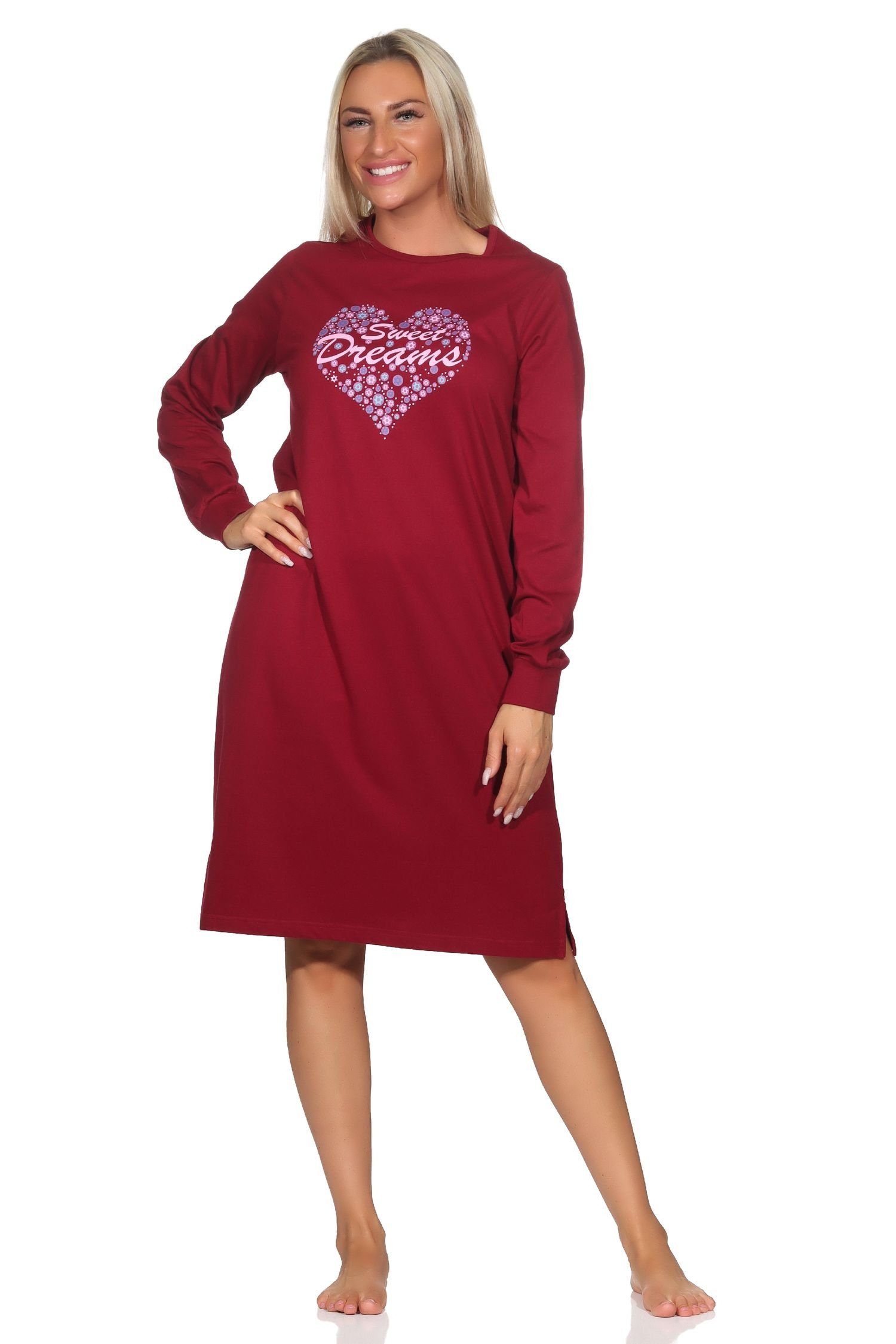 Normann Damen Nachthemd Langarm - Floral Design Auch In Übergrößen