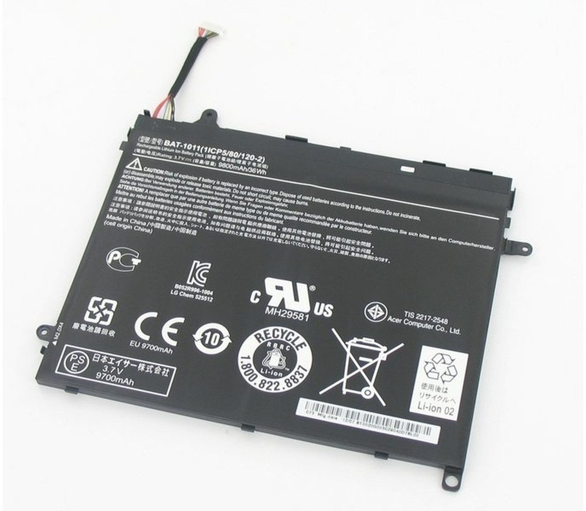 Acer Akku für Acer Iconia Tab A700 HT.H9ZEE. Li-Pol 7,4 Volt 9.800 mAh Laptop-Akku 9800 mAh (7.4 V)