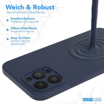 EAZY CASE Handykette Silikon Kette für Apple iPhone 13 Pro Max 6,7 Zoll, Smartphonekette für Unterwegs Handyband Kordel Nacht Blau / Dunkelblau