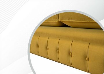 JVmoebel Chesterfield-Sofa, Chesterfield Gelb Sofa Wohnzimmer Design Couchen Polster Sofas Neu