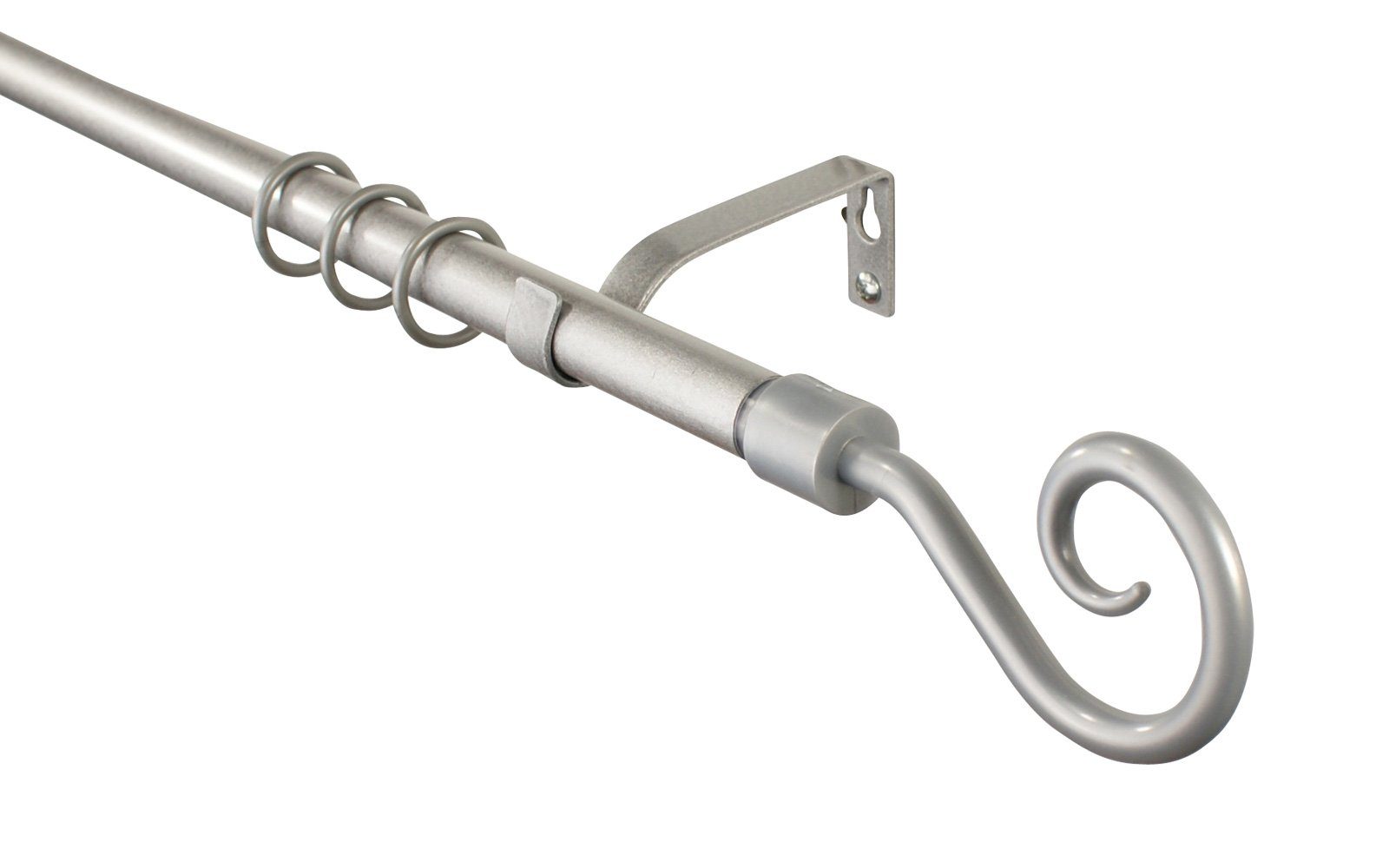 Gardinenstange silber ausziehbar 160–300 cm, 19 Metall 1-läufig, Bohren, Durchmesser 16/19mm, Ø mit iso-design, mm