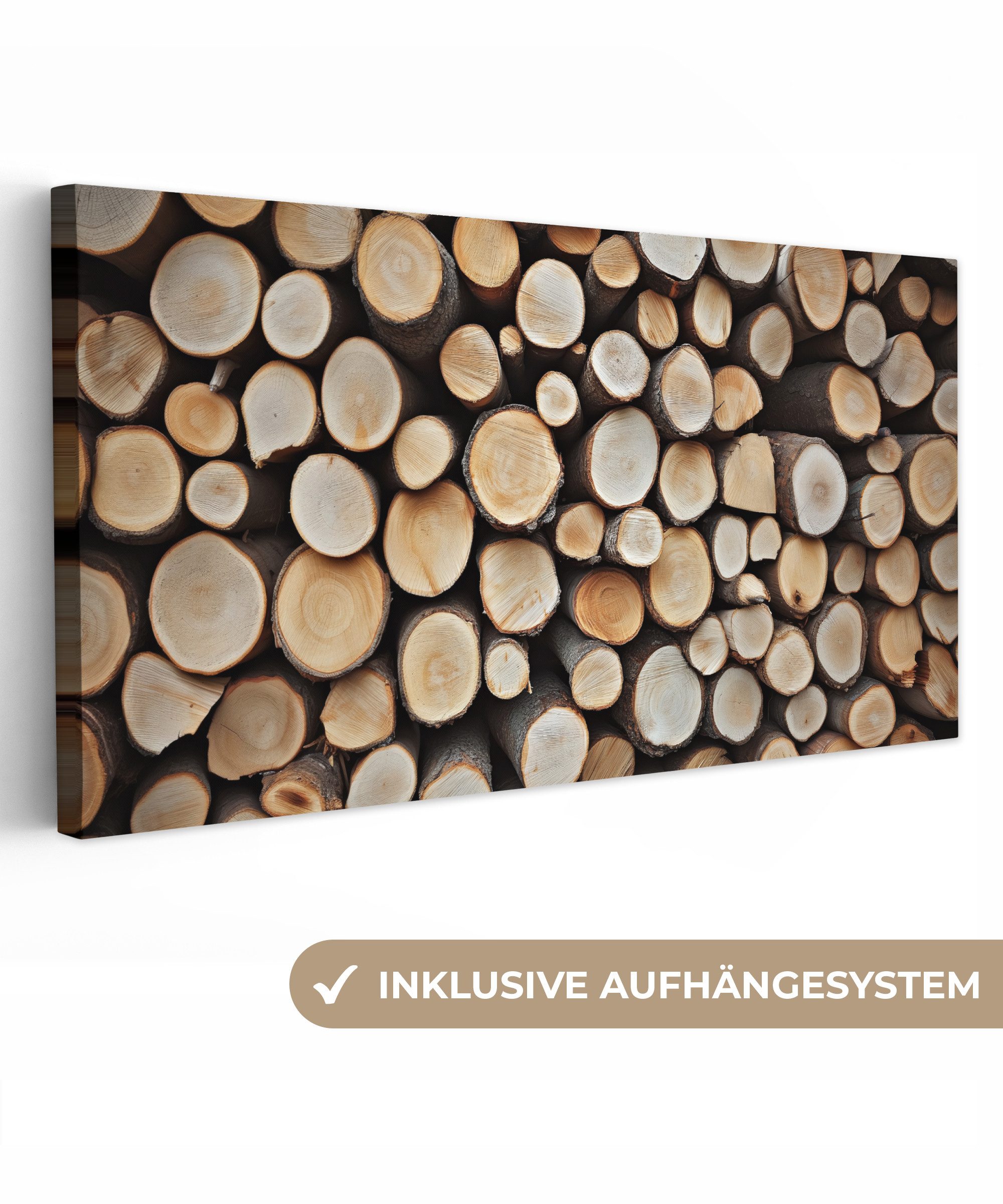 OneMillionCanvasses® Leinwandbild Panorama Holz - Baumstämme - Textur, Foto günstig online kaufen