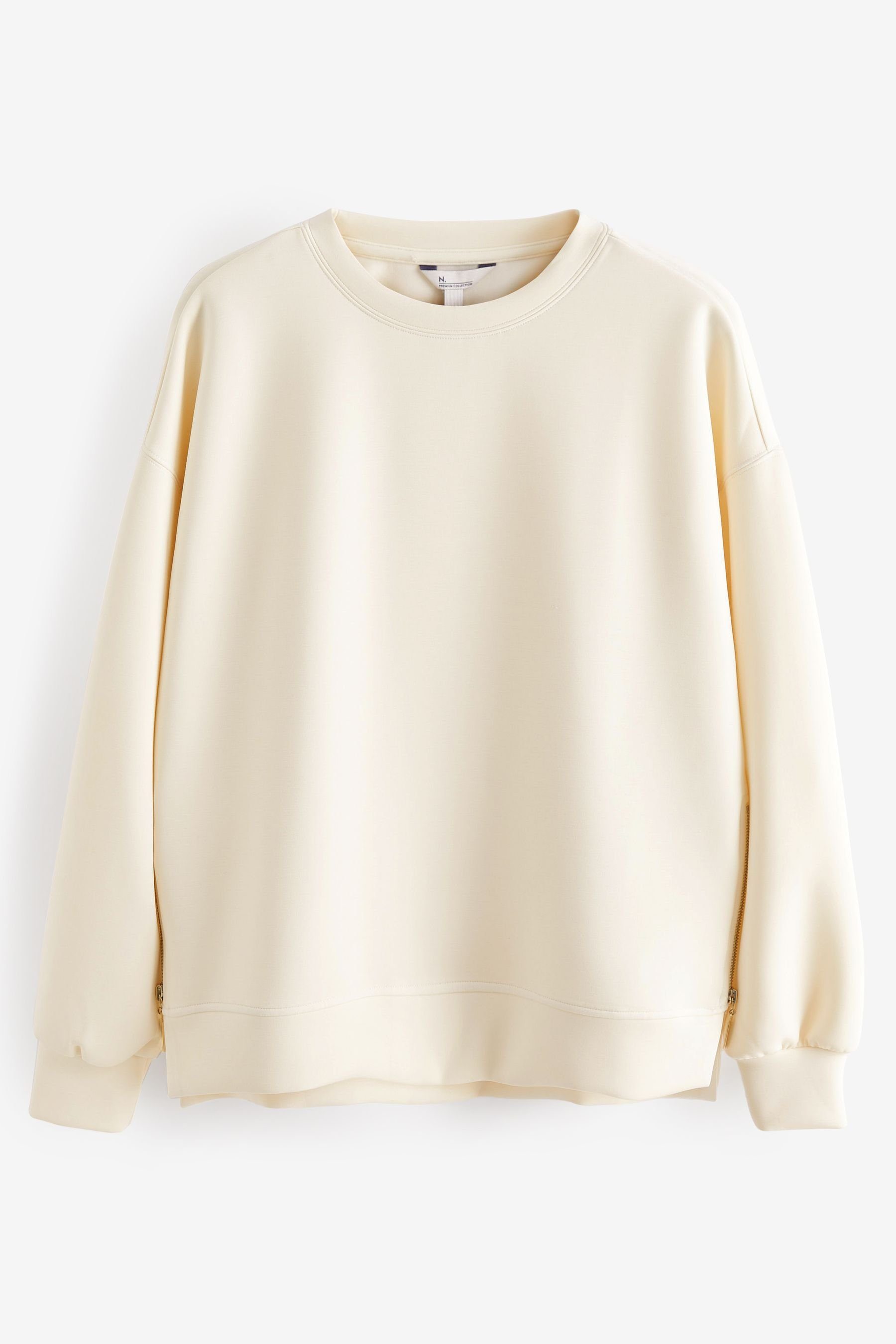 Sweatshirt Next (1-tlg) Ecru Premium-Rundhalspullover