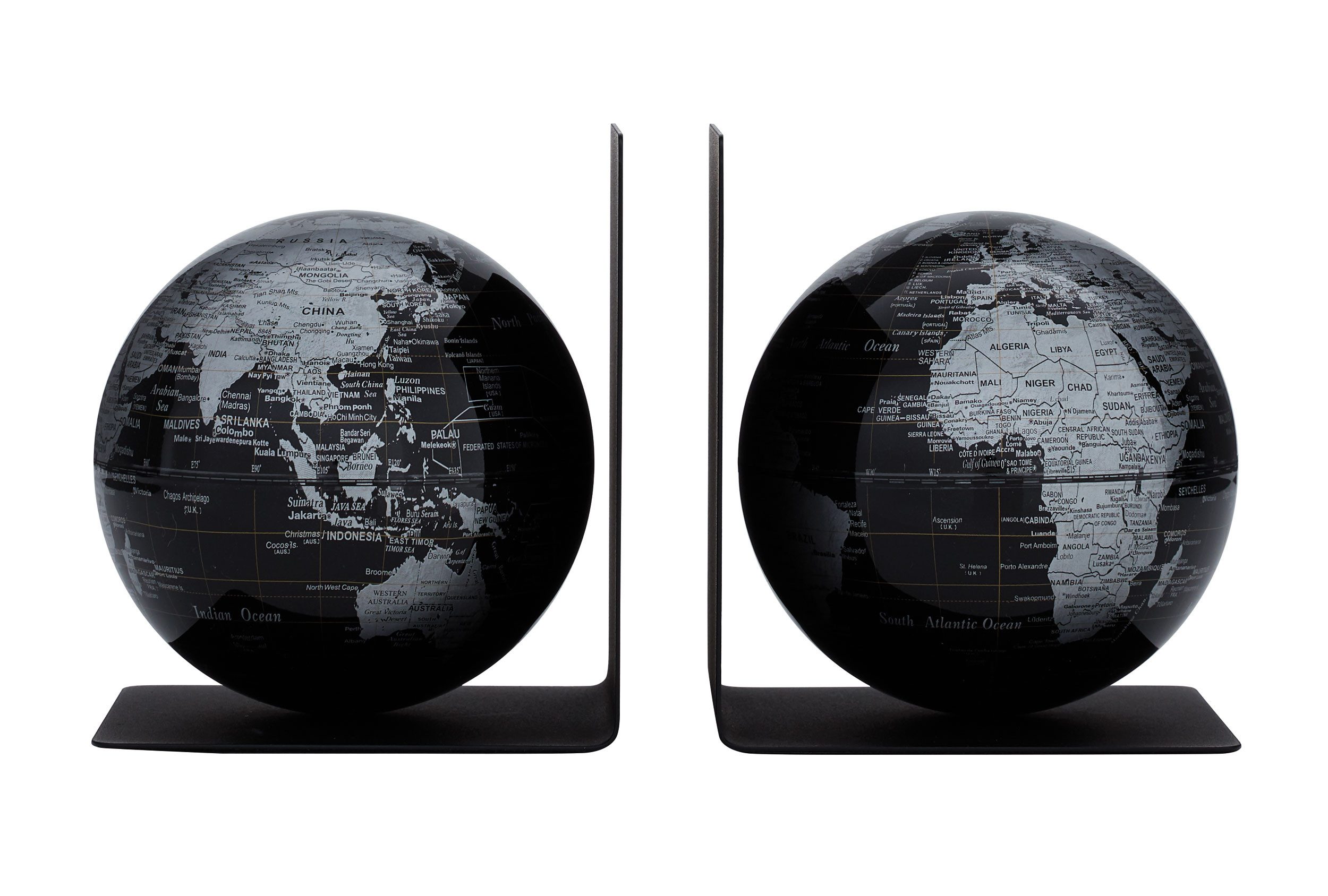 TROIKA Globus BOOKGLOBE, Metall-Buchstütze mit magnetischen, abnehmbaren Globen, (13 cm Durchmesser, 2-tlg), 13 x 13 x 15,3 cm englische Beschriftung, verschiedene Цвета(ов)