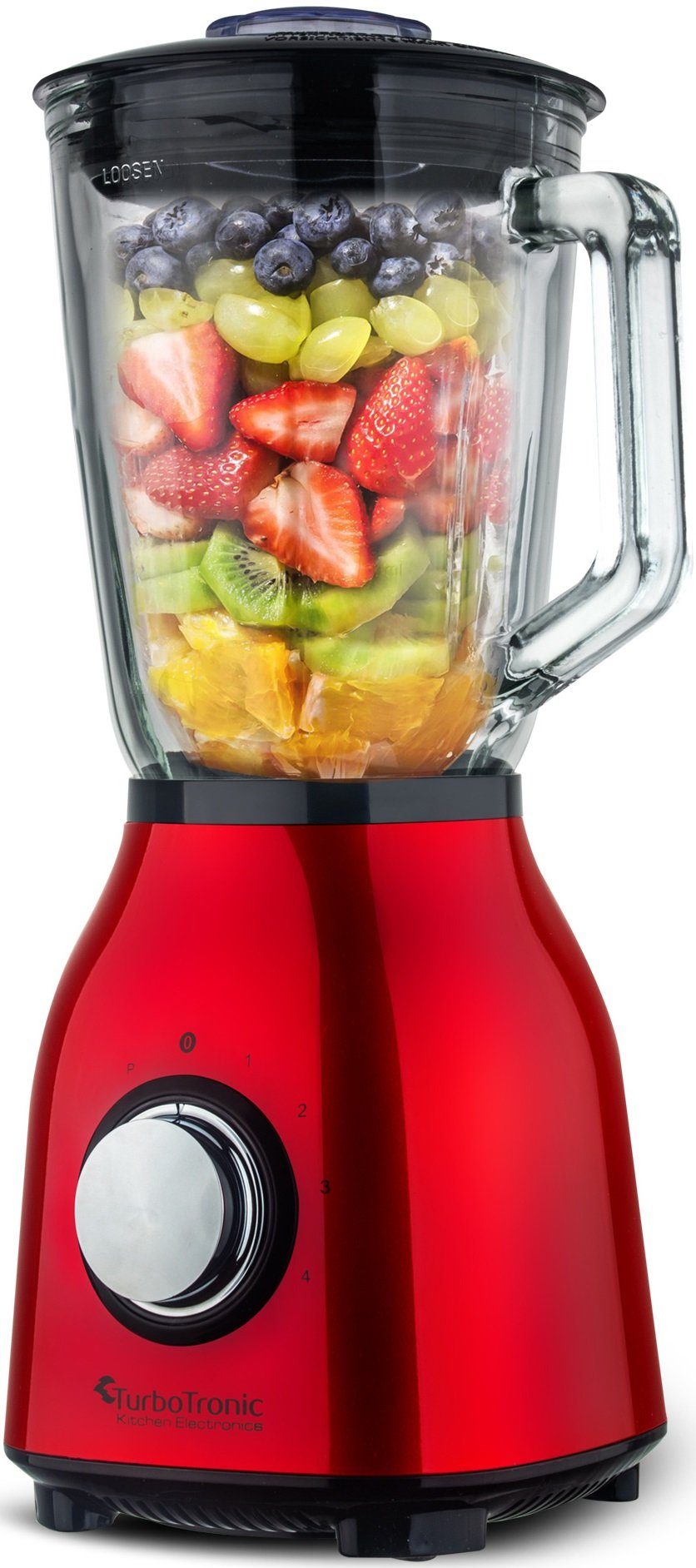 TurboTronic by Z-Line Standmixer 1400 Watt Smoothie Maker1,5l Glas Hochleistungsmixer 6 Klingen, 4 Geschwindigkeiten, Pulse, BPA-frei, Nachfüllöffnung, Saugfüße