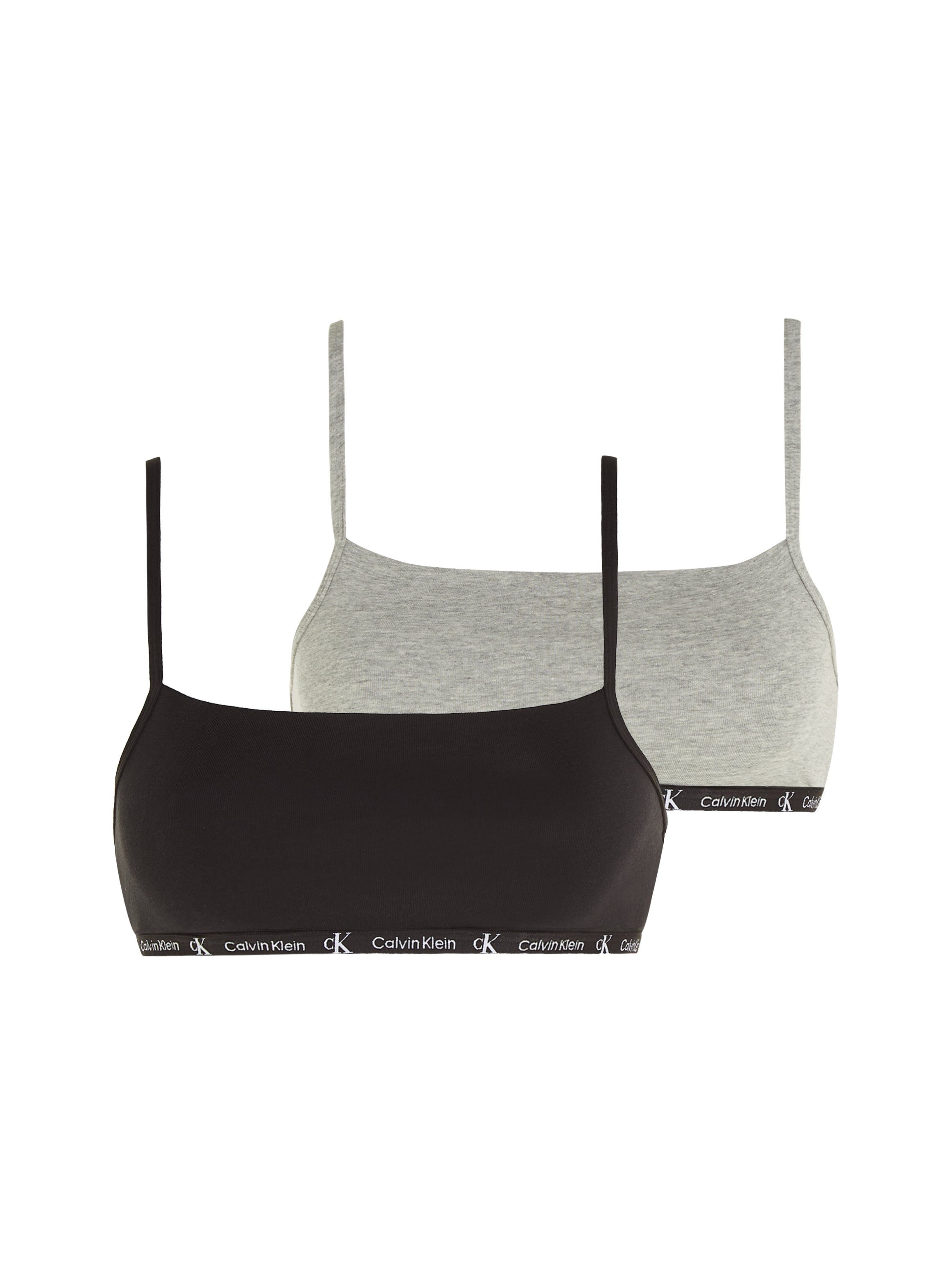 Calvin Klein Underwear Bralette-BH UNLINED BRALETTE 2PK (Packung, 2-tlg., 2er-Pack) mit klassischem CK-Logobündchen BLACK/GREY-HEATHER
