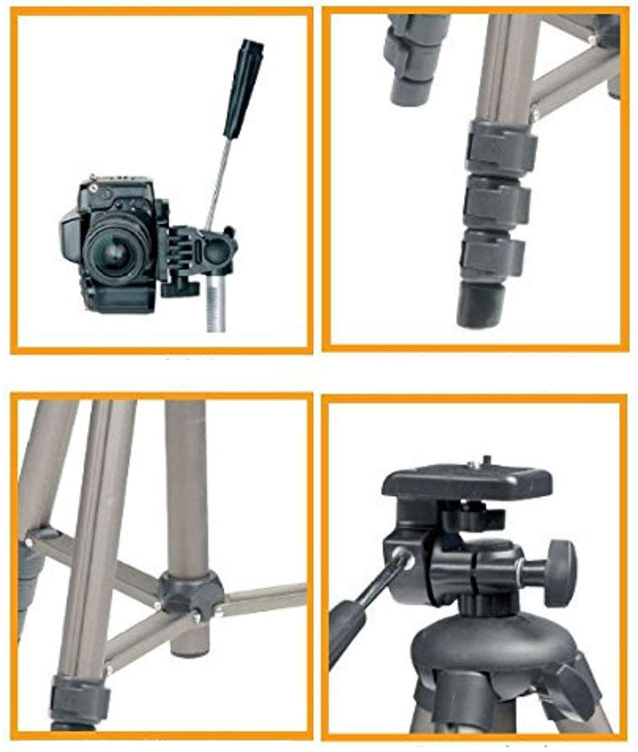 Nikon Flip für Gummifüße) Sony DSLR TronicXL Canon Kamerastativ 130cm Schlösser, (Schwenkarm, Stativ Kamerastativ Aluminium 360°
