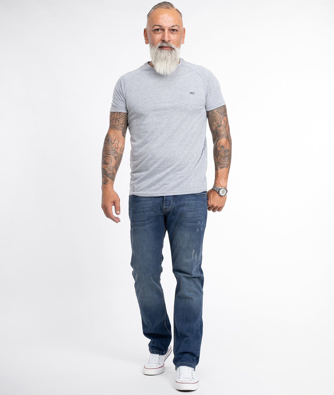Rock Creek Straight-Jeans Herren Jeans Stonewashed Blau RC-2098