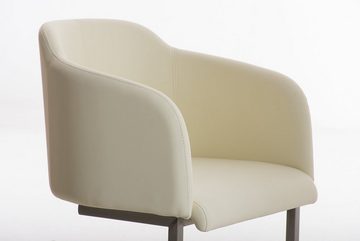 TPFLiving Besucherstuhl Magna mit hochwertig gepolsterter Sitzfläche - Konferenzstuhl (Küchenstuhl - Esszimmerstuhl - Wohnzimmerstuhl), Gestell: Metall Edelstahl - Sitzfläche: Kunstleder creme