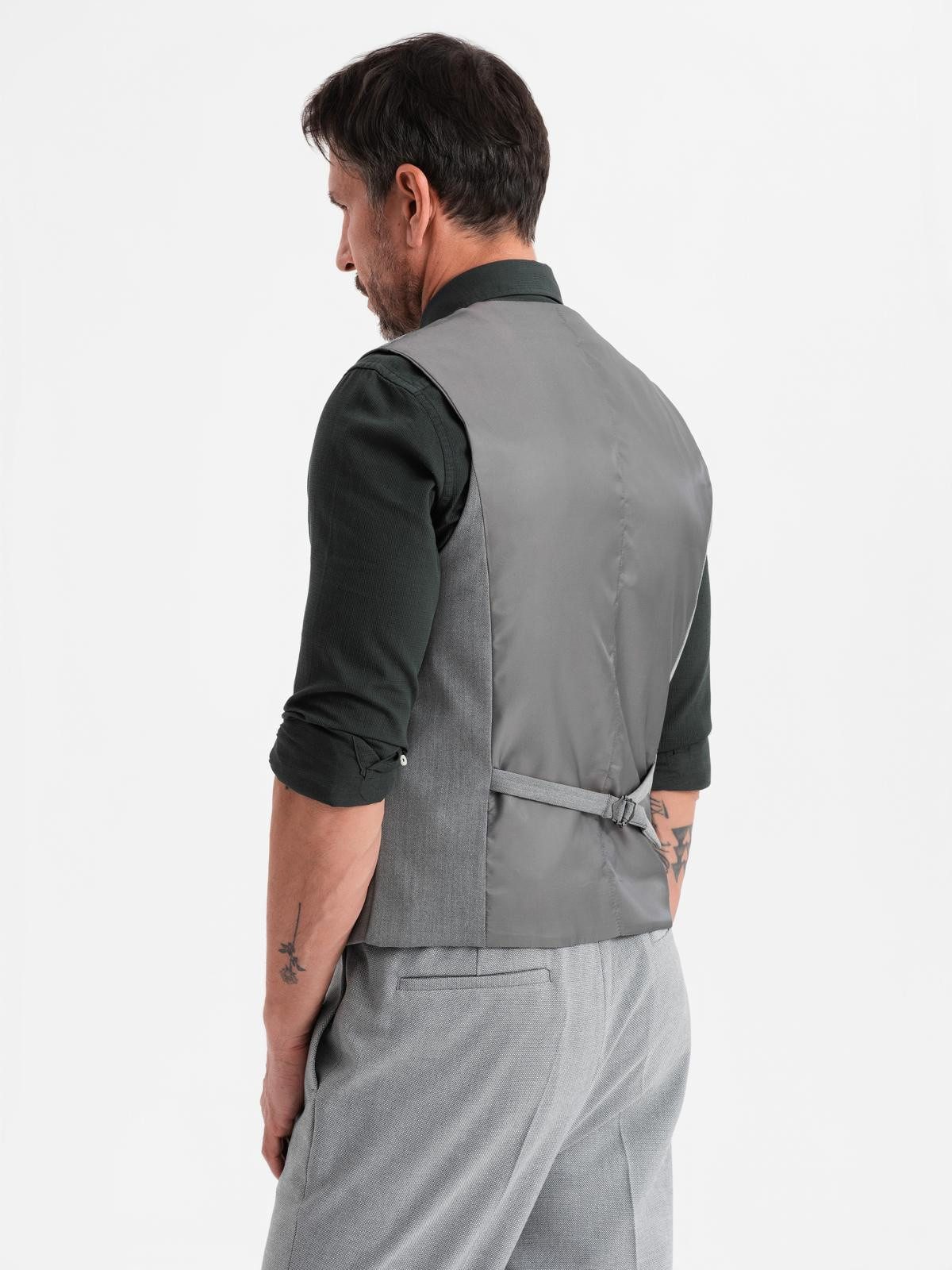 OMBRE Anzugweste Elegante Herren-Weste mit Fischgrätmuster SLIM FIT