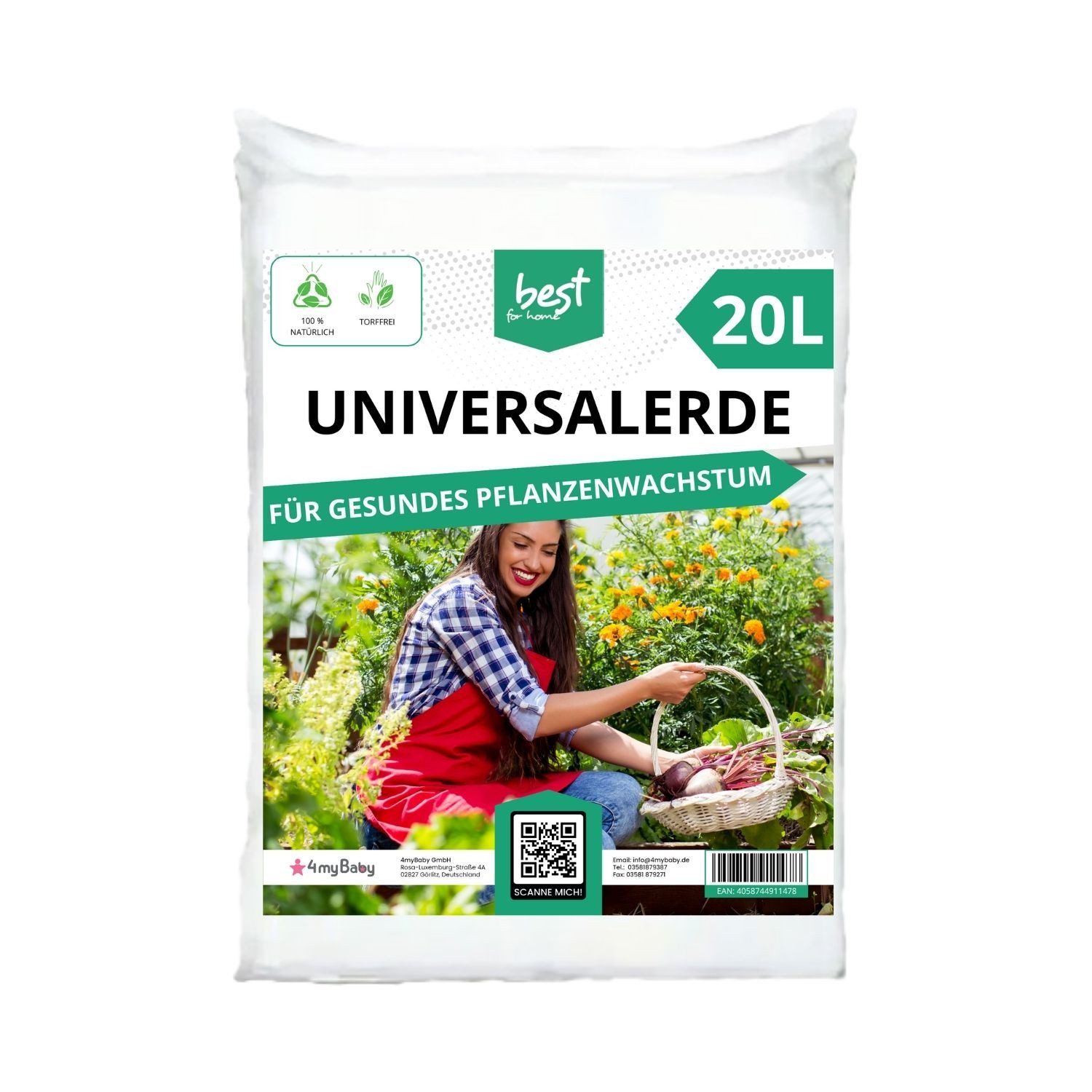 Best for Home Bio-Erde Gartenerde für Zimmer- und Balkonpflanzen, Gemüse, Obst und Kräuter. Universalerde, Bio und torffrei, ideal für Blumenbeete und Kübel