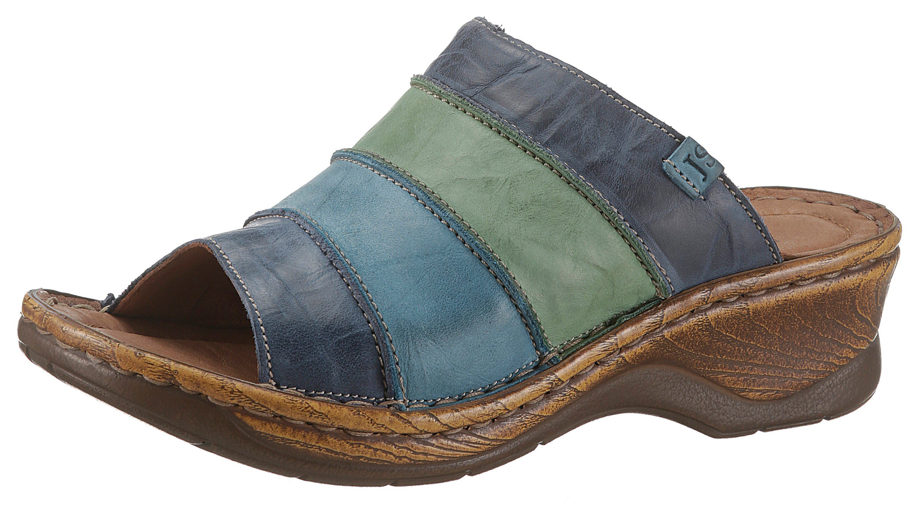 Seibel schöner jeansblau-hellblau-grün Farbkombi Catalonia Pantolette in Josef