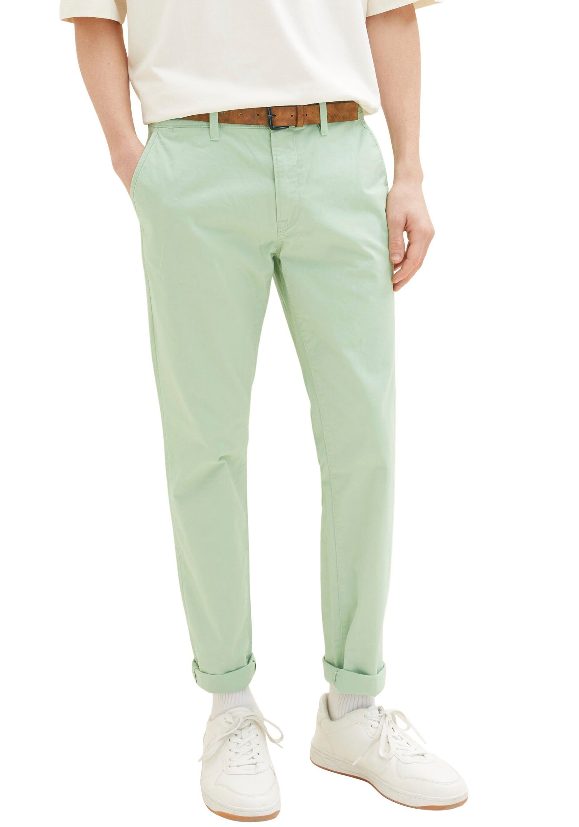 TOM TAILOR Denim Chinohose (mit Gürtel) leicht vorgewaschen