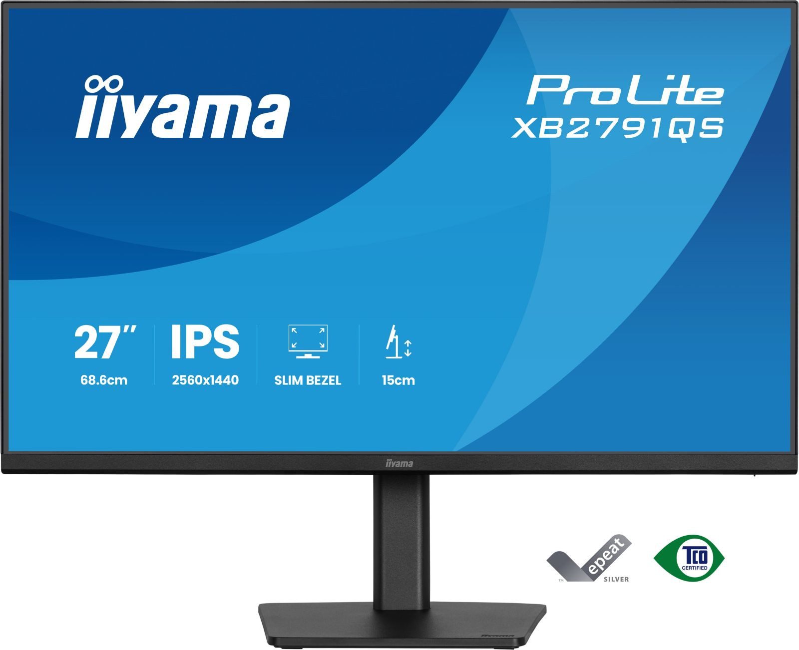 Iiyama XB2791QS-B1 TFT-Monitor (2560 x 1440 px, Quad HD, 75 Hz, IPS, Adaptive-Sync, Lautsprecher, HDCP, Pivot, Höhenverstellbar)