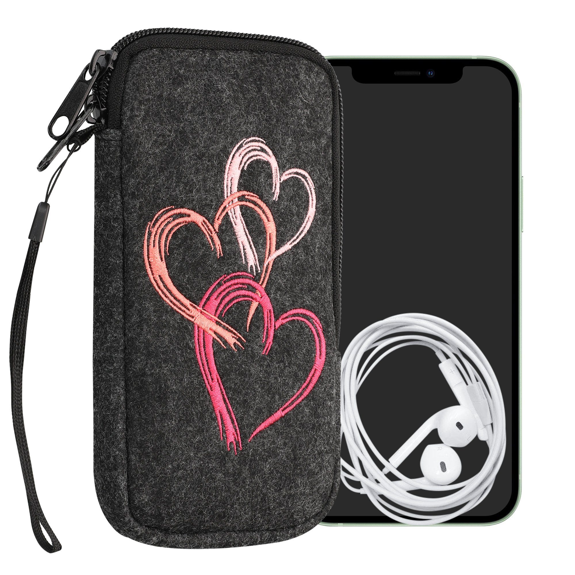 kwmobile Handytasche Handytasche für Smartphones XL - 6,7/6,8" (1-tlg), Handy Filztasche - 17,2 x 8,4 cm Innenmaße