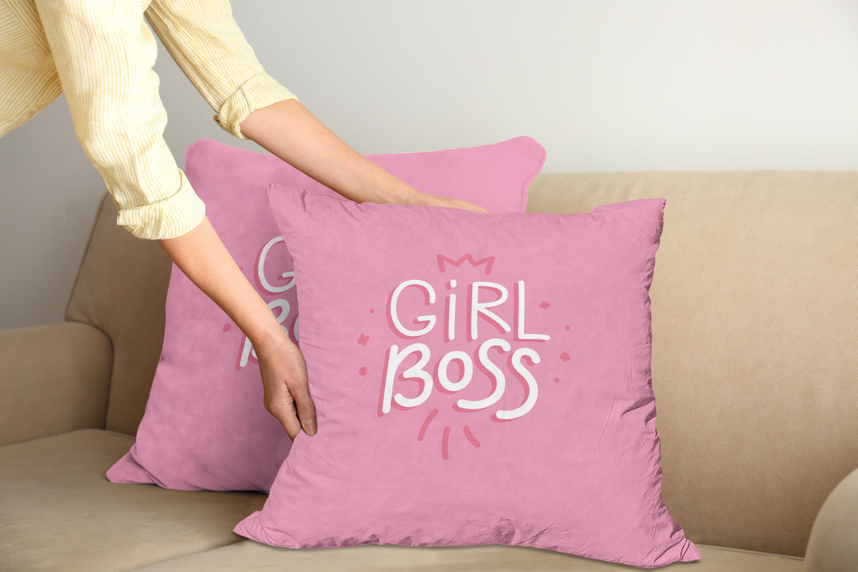 Doppelseitiger Feminine Pinkish Boss Stück), Digitaldruck, Kissenbezüge Abakuhaus Accent Modern Mädchen (2 Konzept