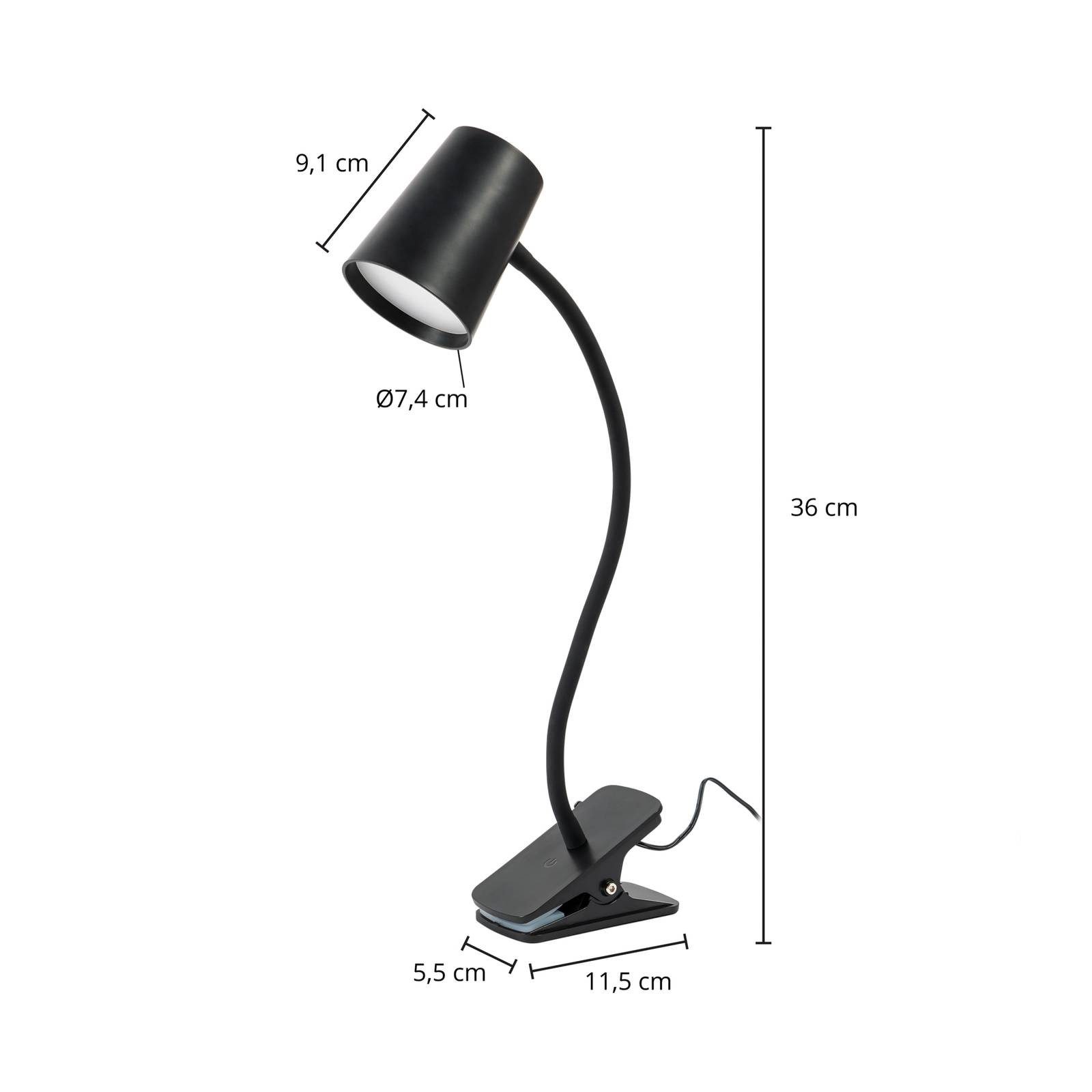 Lindby Klemmleuchte Ailina, LED, Kunststoff Schwarz warmweiß IP20, 1 x 5 W günstig online kaufen