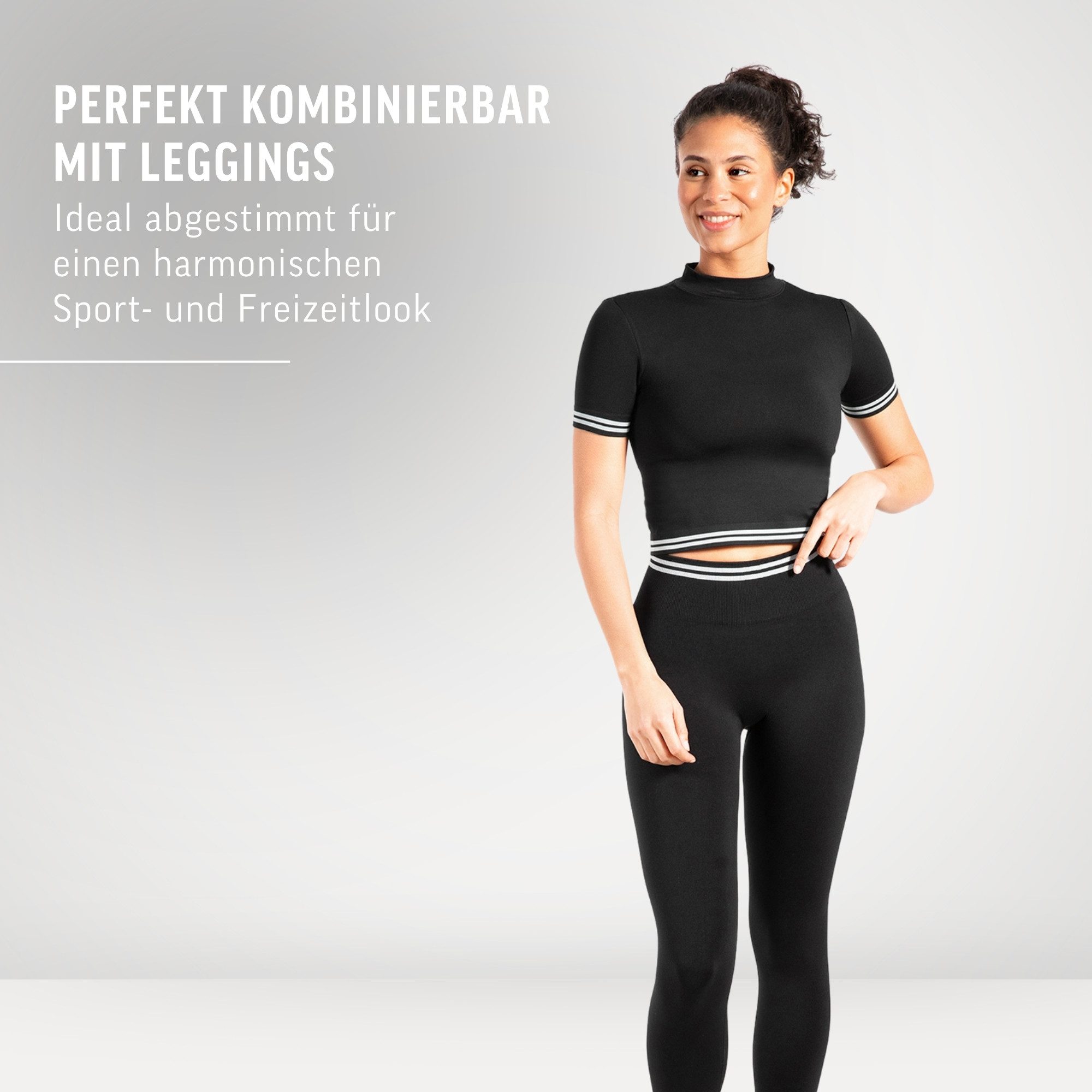 Smilodox T-Shirt Miriel, Gym Oberteil Crop Shirt mit elastischem Bund, figurformend Elastisch, blickdicht, bauchfrei Bequeme Passform Sport Alltag