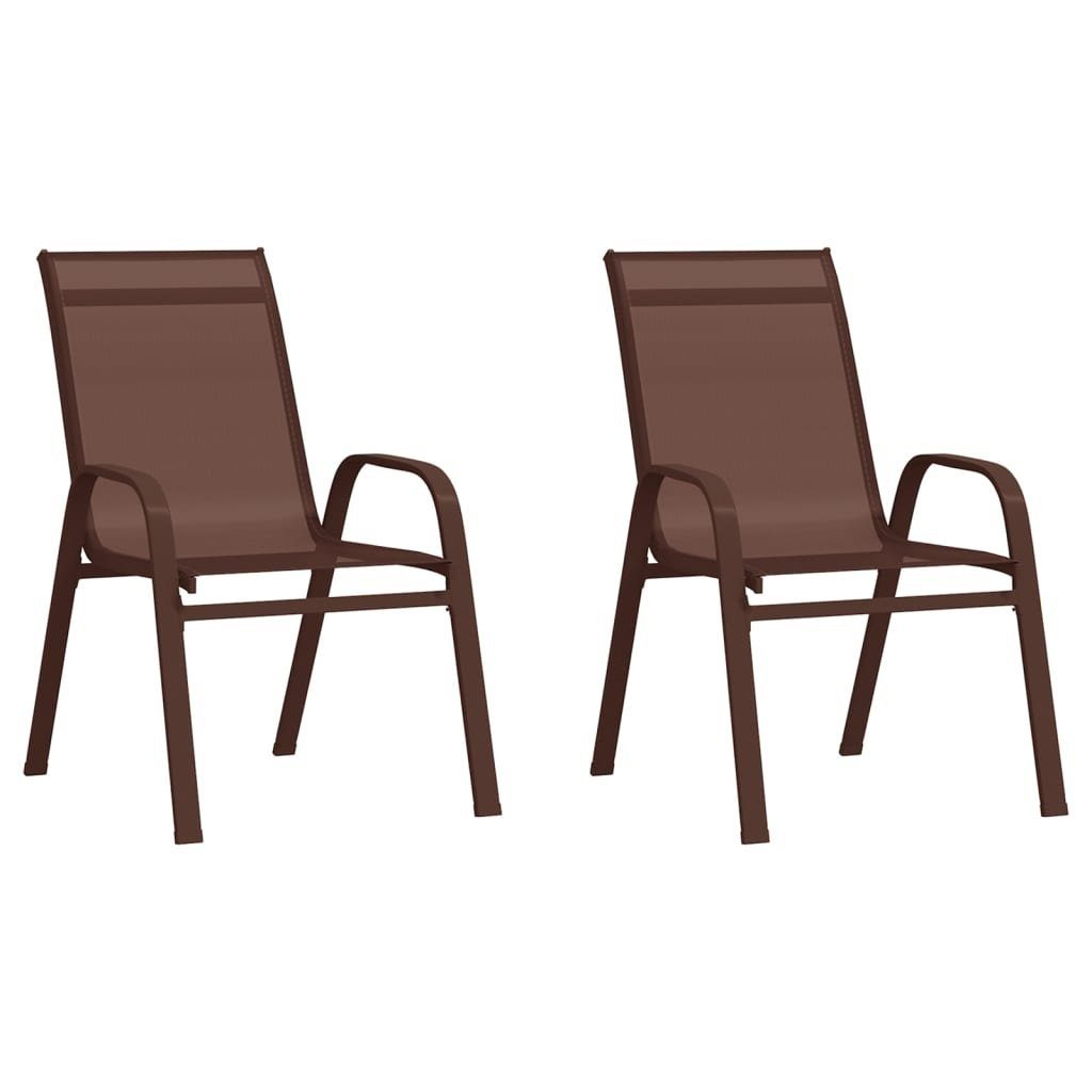 furnicato Gartenstuhl Stapelbare Gartenstühle 2 Stk. Braun Textilene | Stühle