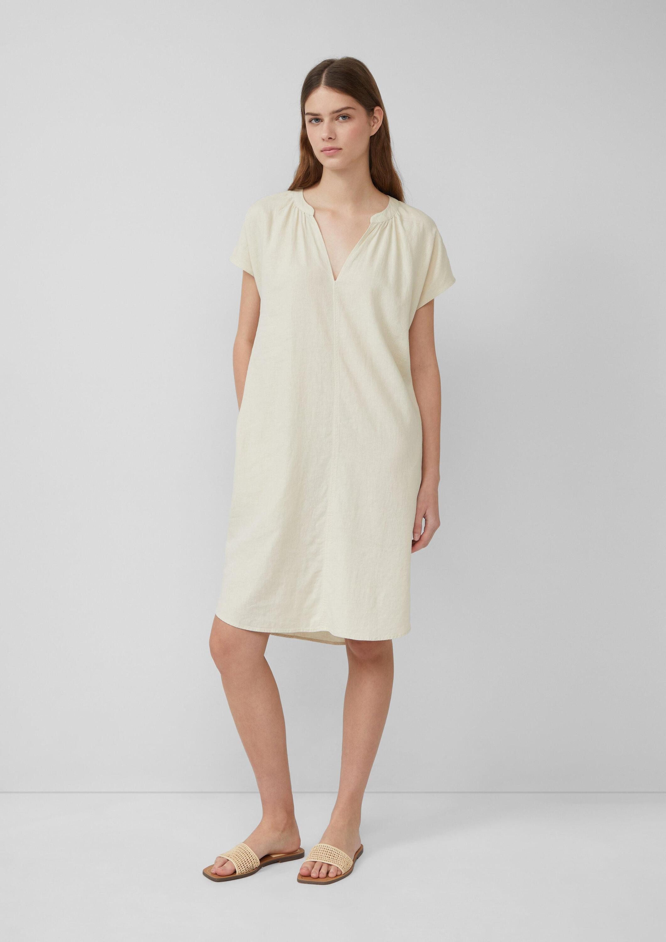 s.Oliver Midikleid Kleid Midi-Kleid aus Leinenmix mit Eingrifftaschen