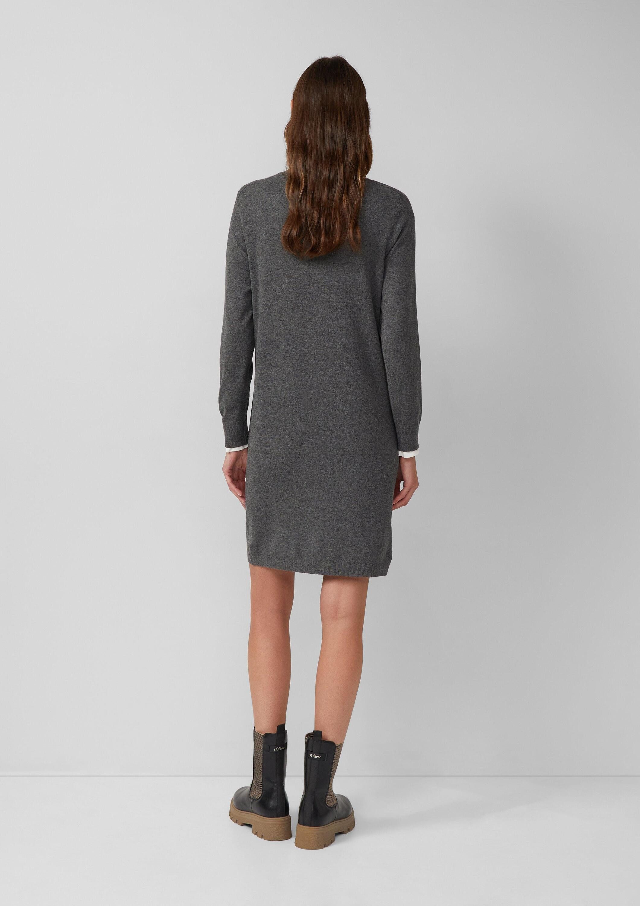 s.Oliver Midikleid Kleid Feinstrickkleid mit Ripp-Detail am Arm