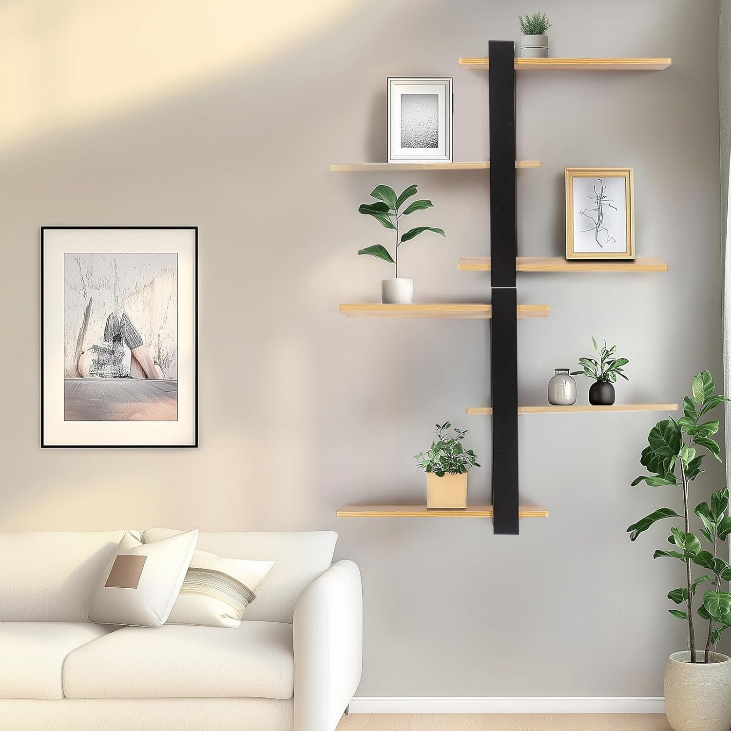 Youyijia Schweberegale Wandregal Holz Regale für wände Schwebestativ