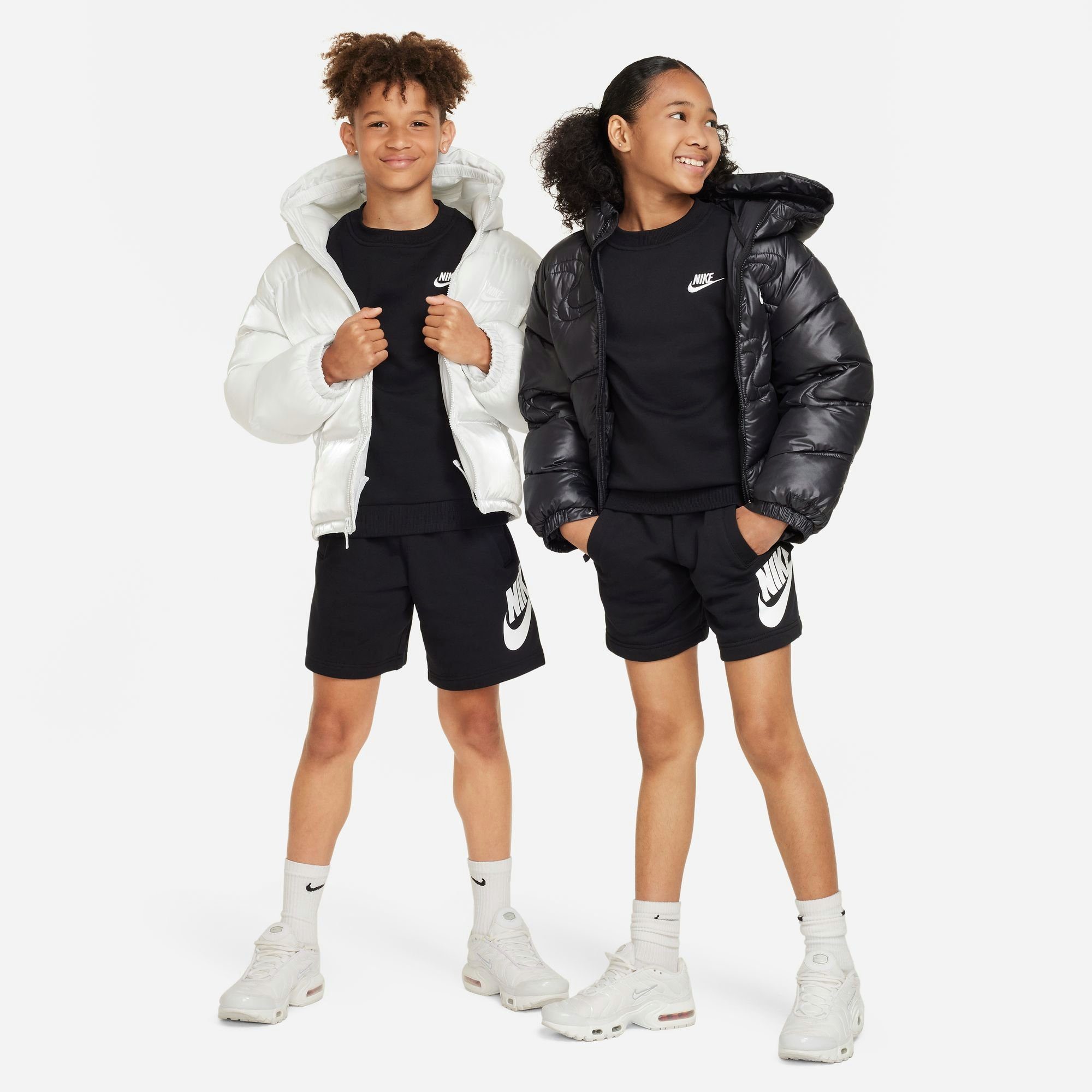 SWEATSHIRT FLEECE Sweatshirt Nike Sportswear BIG KIDS' BLACK/WHITE CLUB