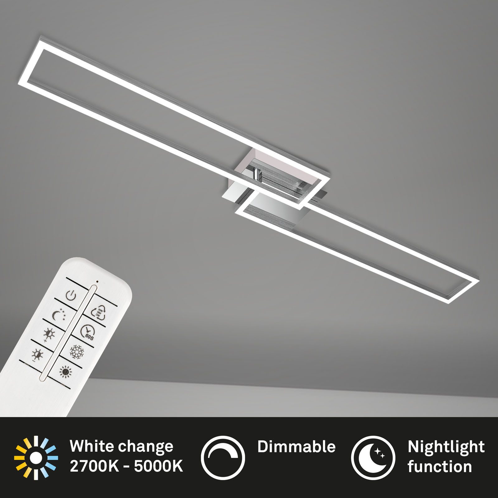 Briloner Leuchten Deckenleuchte LED Deckenlampe CCT stufenlos dimmbar Fernbedienung, LED fest integriert, 2700K - Extra - Warmweiß, CCT, stufenlos dimmbar, Fernbedienung, Nacht-/Timerfunktion