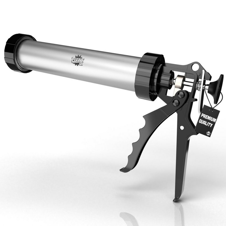 FixedByU Kartuschenpistole Aluminium Kartuschenpresse, inkl. Schlauchspitze  für Beutel bis 400 ml | Klebepistolen