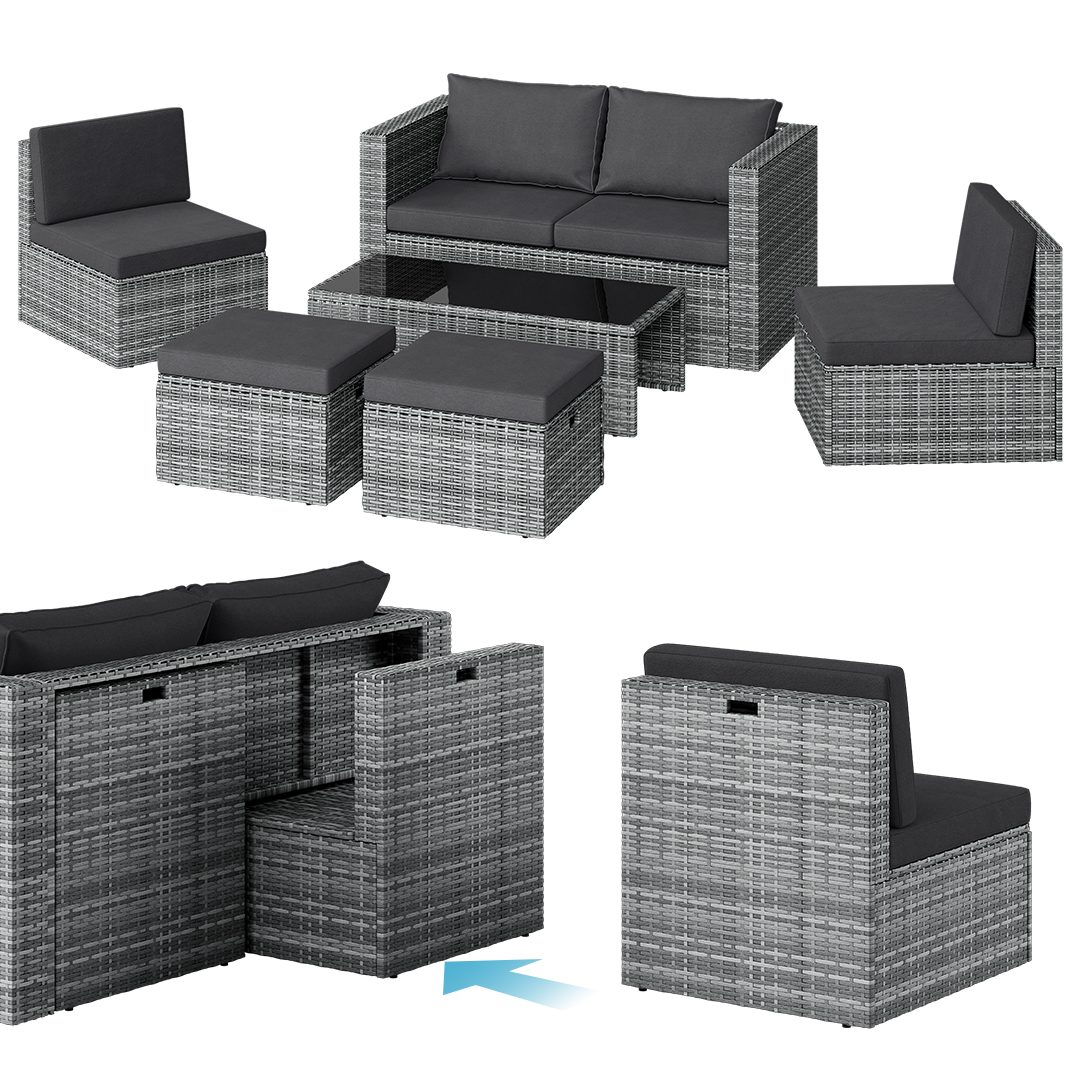 STEELSØN Gartenlounge-Set Noctura, (2er Sofa, 2 Stühle, 2 Sitzhocker, Tisch günstig online kaufen