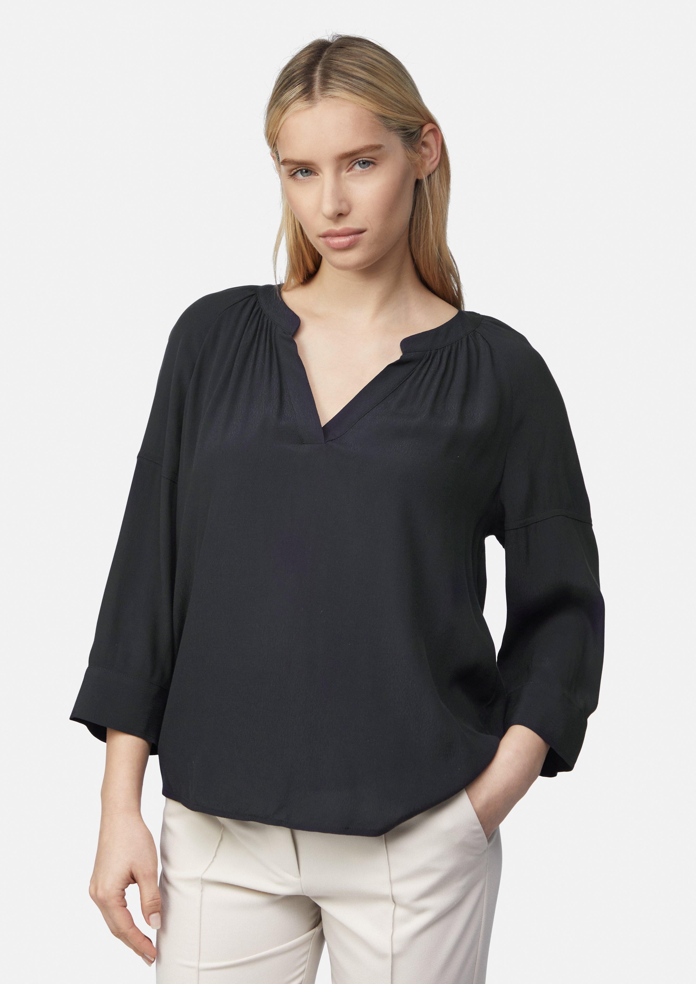 3/4-Arm-Shirt Tunikabluse aus Viskose-Crêpe