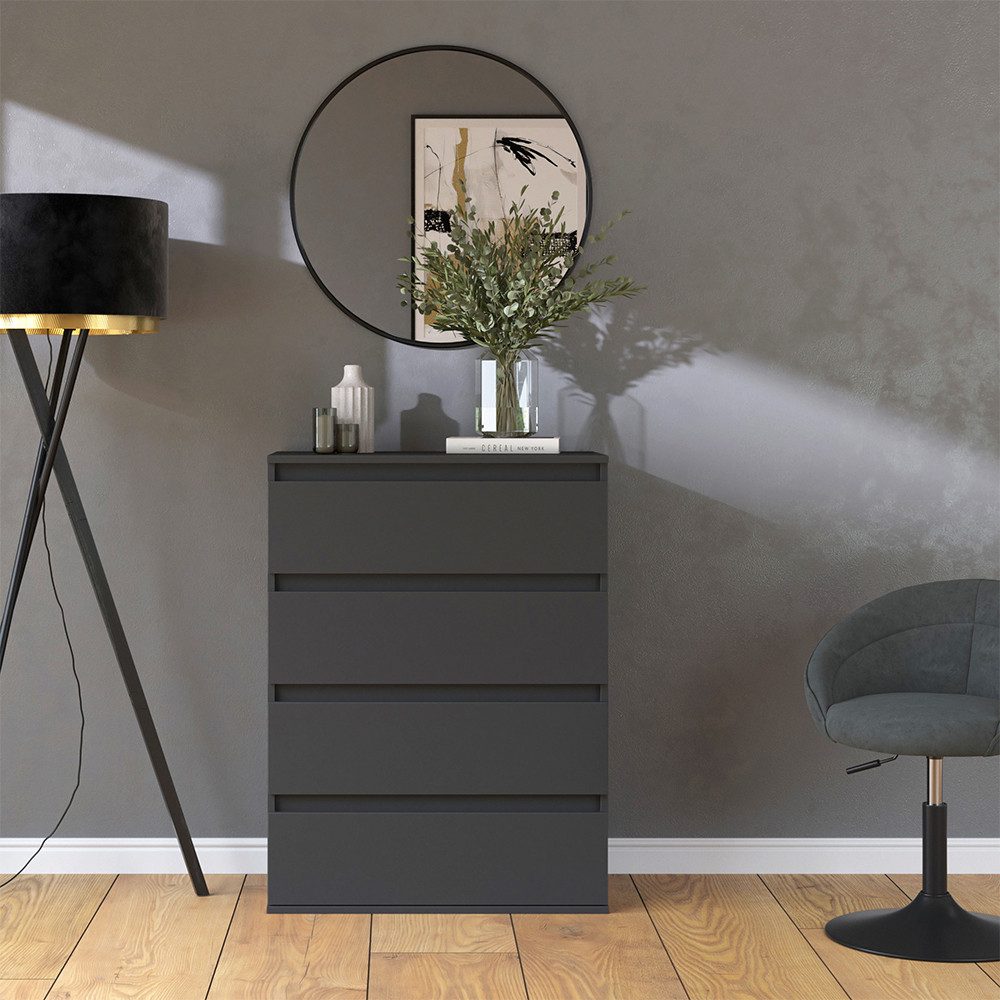 Vicco Kommode Claus, Anthrazit, 74 x 99.6 cm mit 4 Schubladen (1 St)