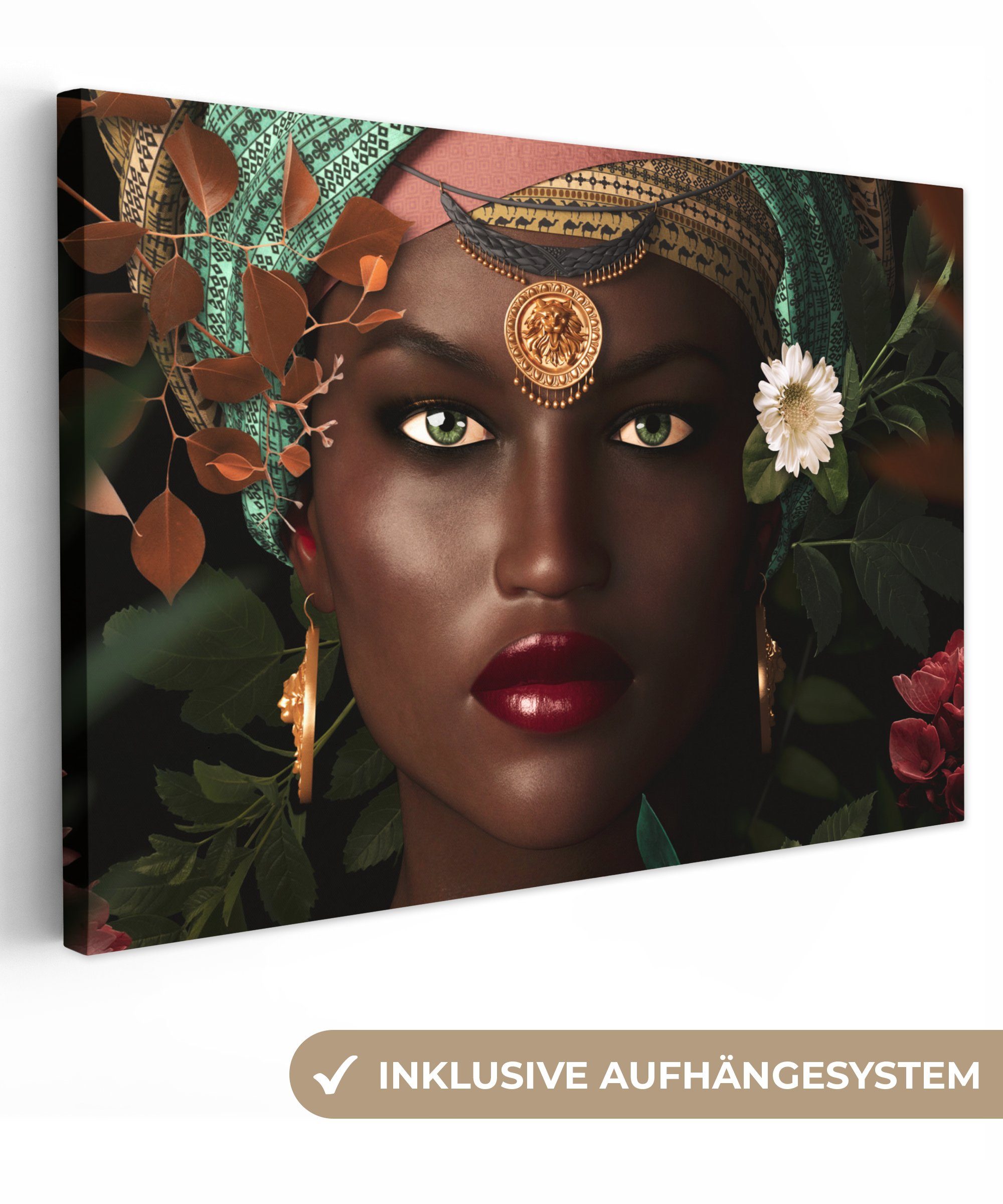 OneMillionCanvasses® Leinwandbild Frau - Blumen - günstig online kaufen