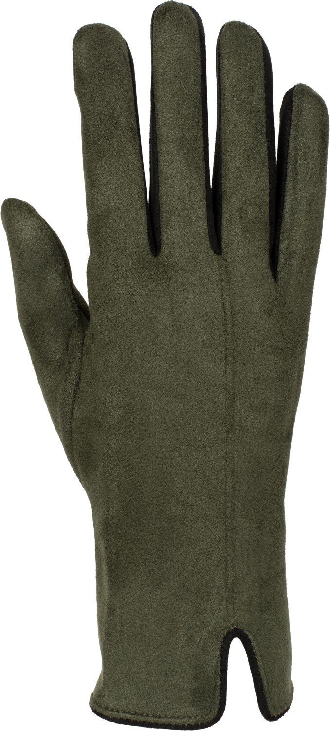 styleBREAKER Touchscreen Handschuhe Kontrast Fleecehandschuhe Oliv