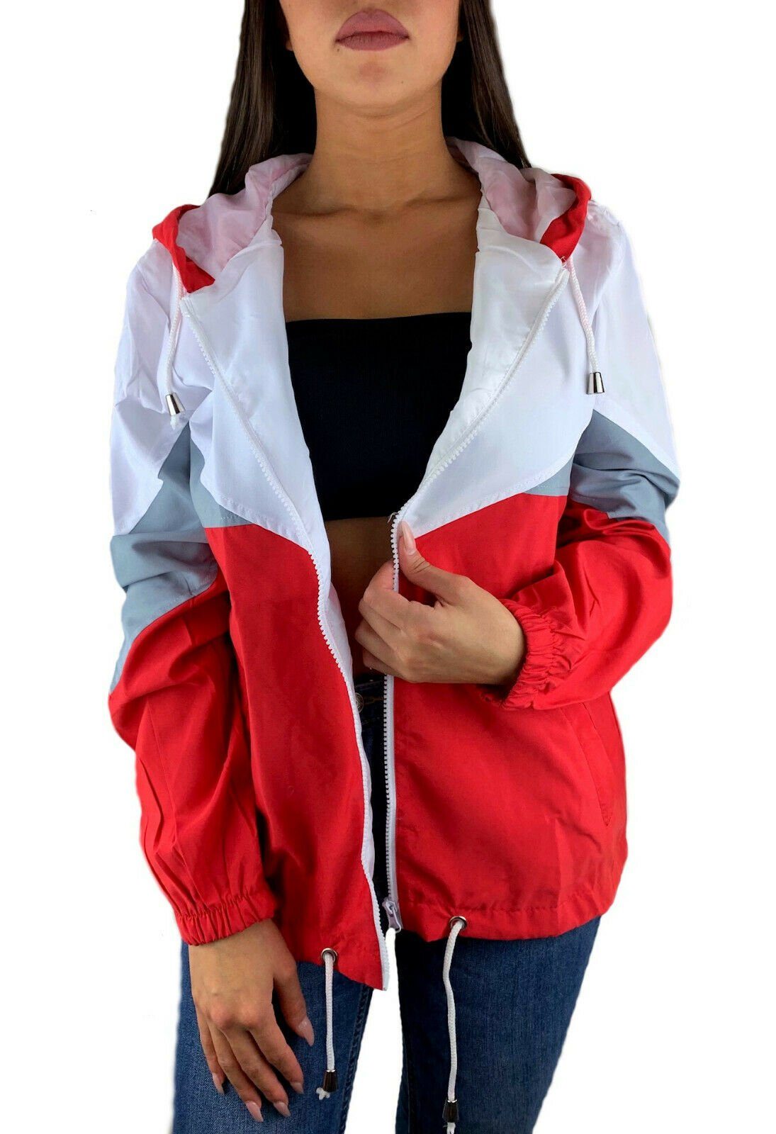 Worldclassca Windbreaker Worldclassca Hoodie mit Rot Kapuzenjacke Blouson XS-XL Festival Wasserabweisend 90s Bomberjacke Sport Damen Jacke Reißverschluss Windbreaker Übergangsjacke Regen