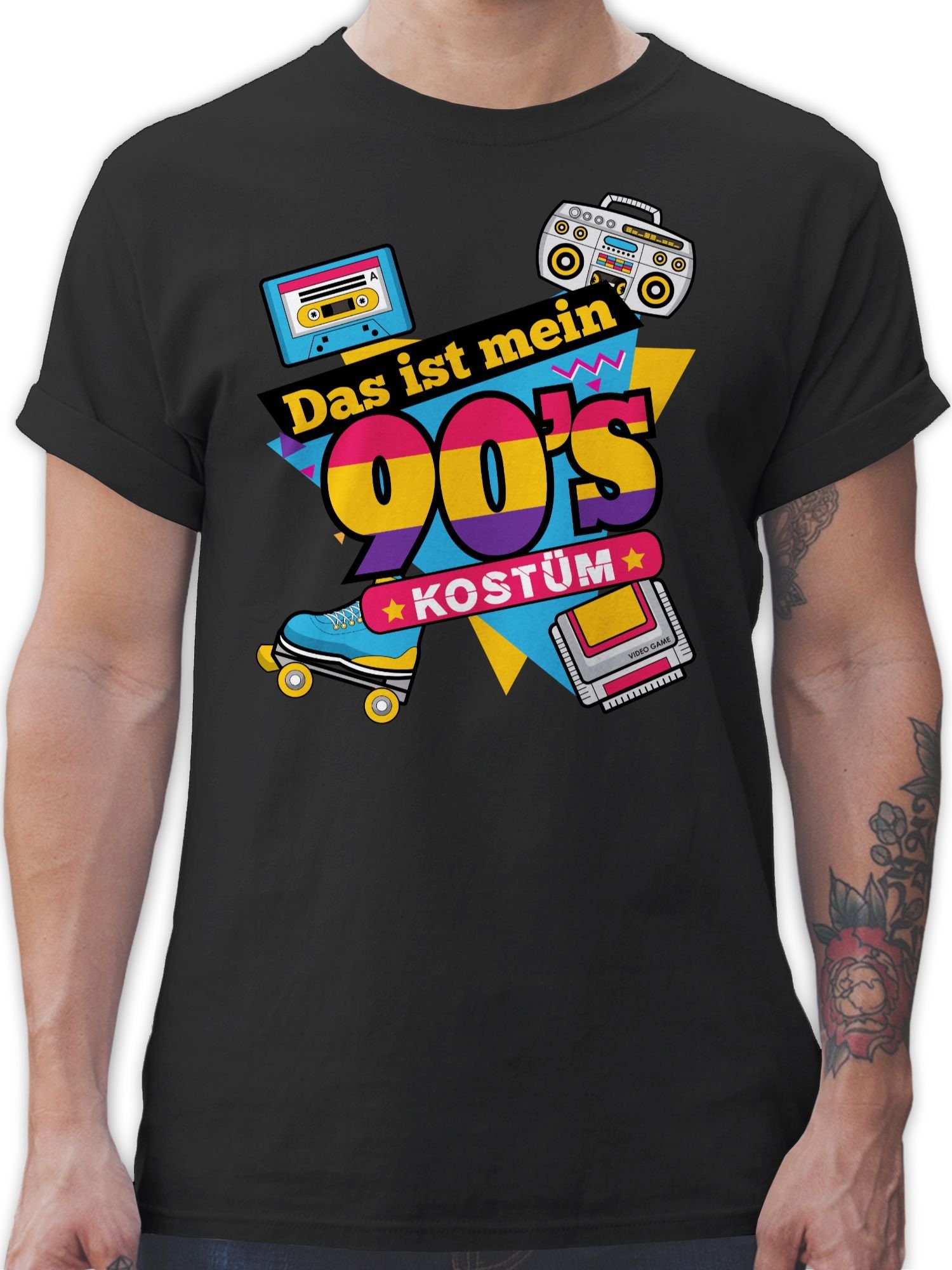 90er Das & Fasching Karneval Kostüm 01 Shirtracer Schwarz Jahre mein T-Shirt ist