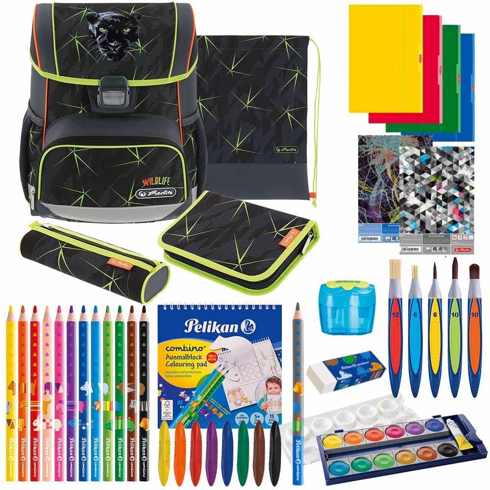 Herlitz Schulranzen Set Loop Plus 14-teilig Special Edition 2024 Jungen Wild Life