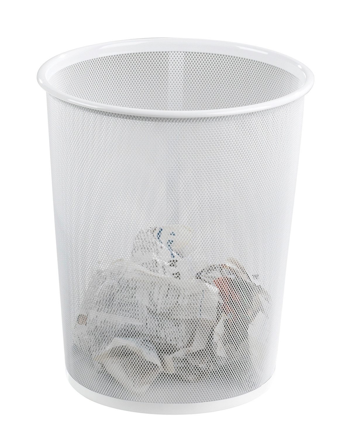 Home4You Papierkorb, Weiß, Metallgeflecht, Ø 29 cm, 20 Liter