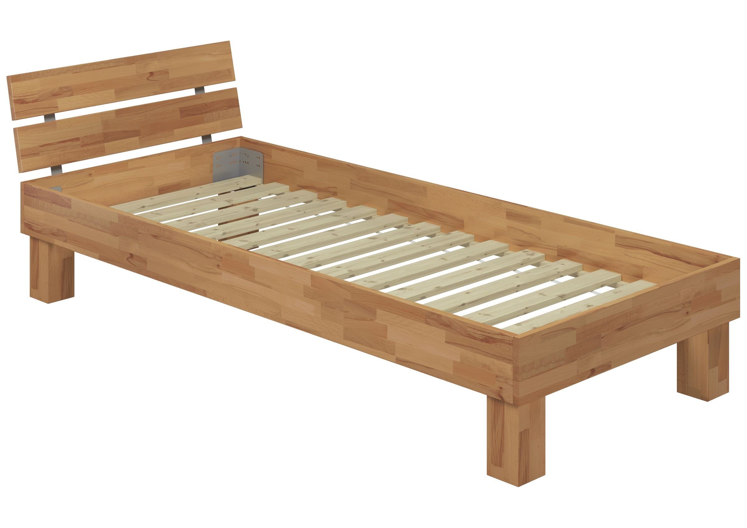 ERST-HOLZ Rollrost Einzelbett überlang Buchegeölt buche Matratze, massiv Einzelbett 100x220 Jugendbett