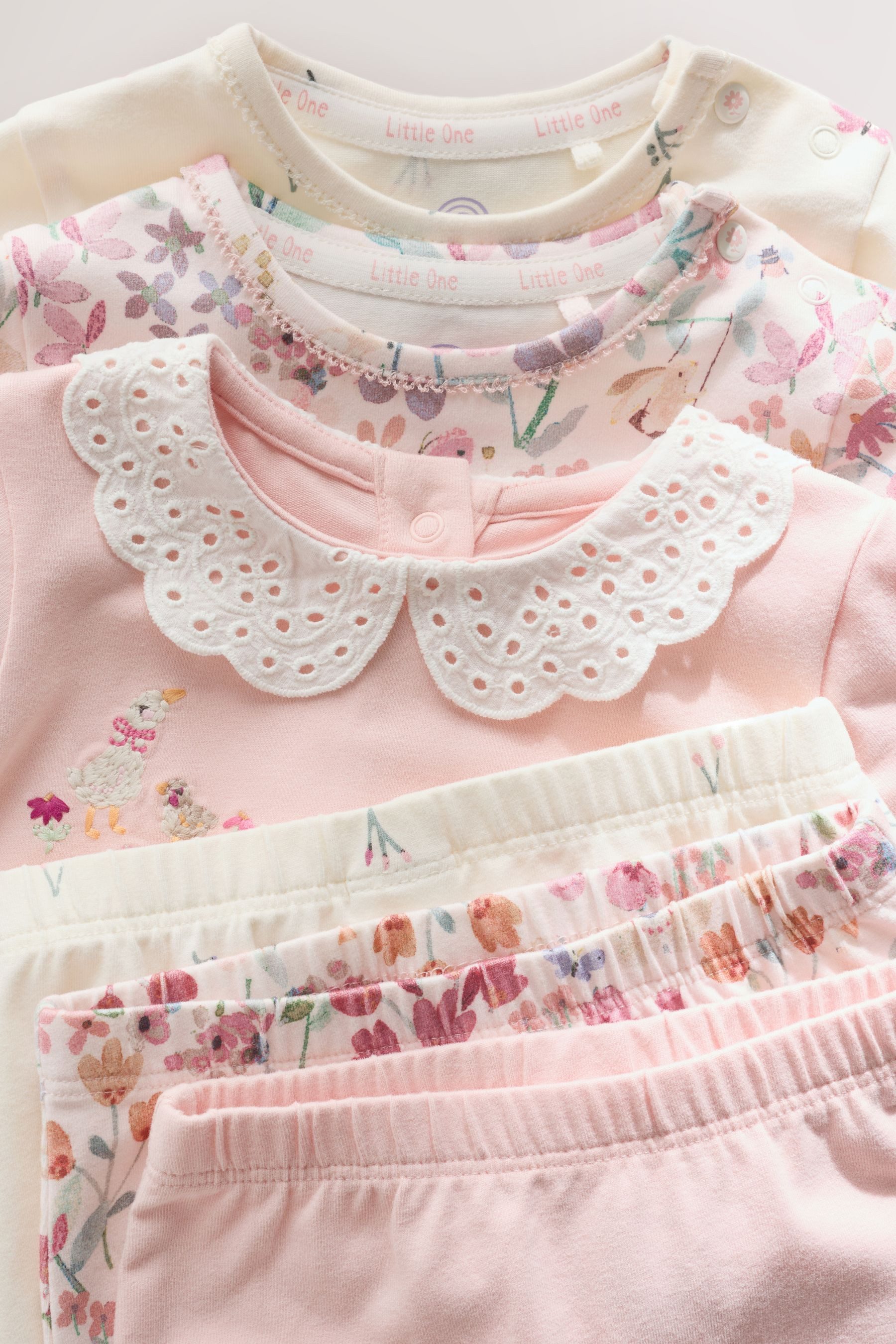 Next Langarmshirt & Leggings 6er-Set Baby Langarmshirt, T-Shirt und Leggings (6-tlg) – Bild 4 von 5