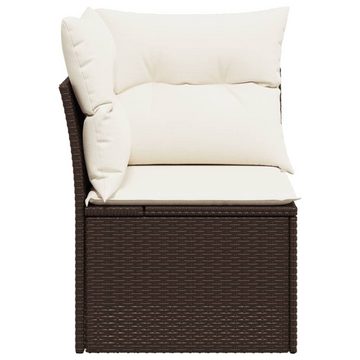 vidaXL Loungesofa Garten-Ecksofa mit Kissen Braun Poly Rattan