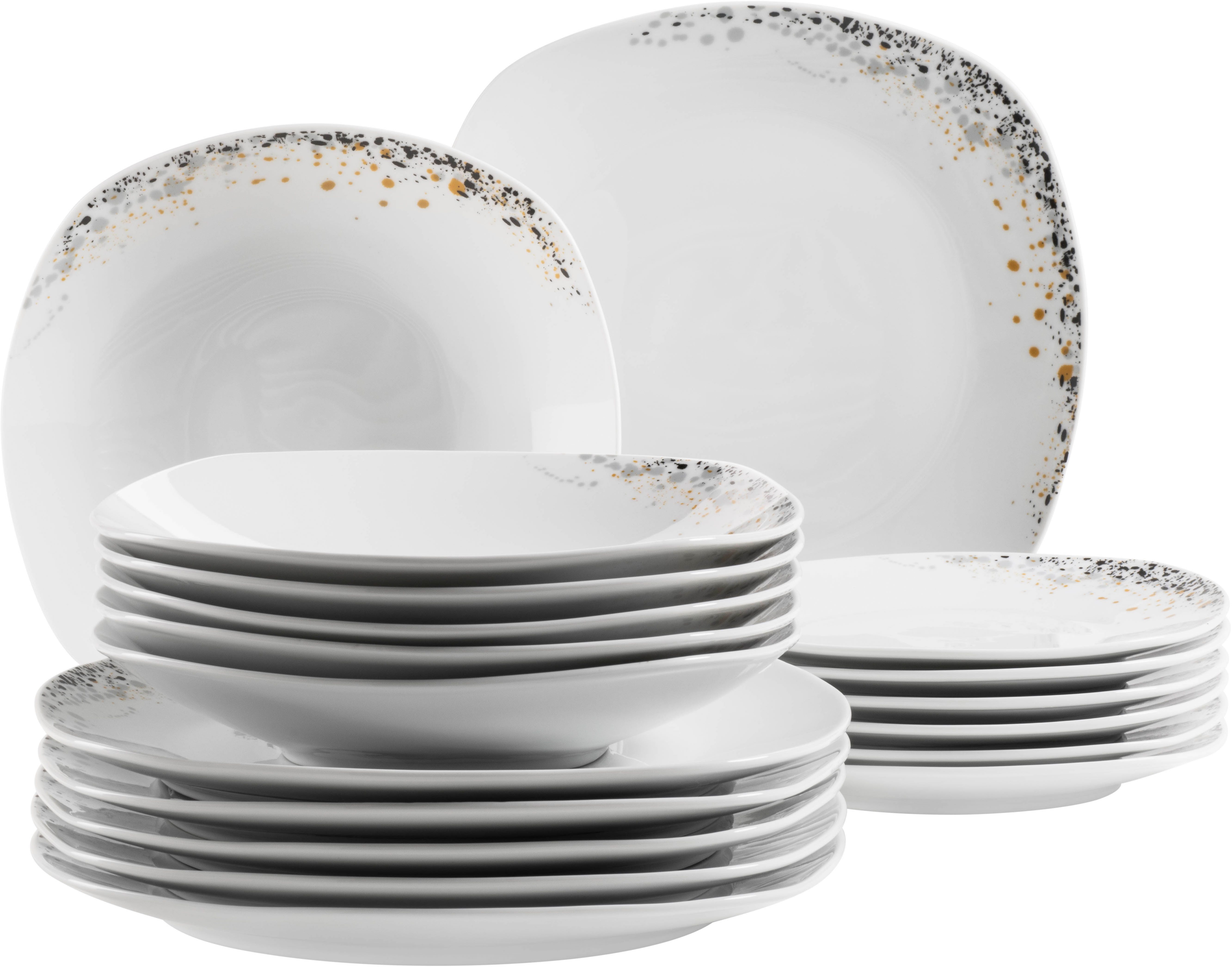 MÄSER Teller-Set SPACE DUST, Geschirr Set, Porzellan (18-tlg), 6 Personen, Porzellan, Teller Set