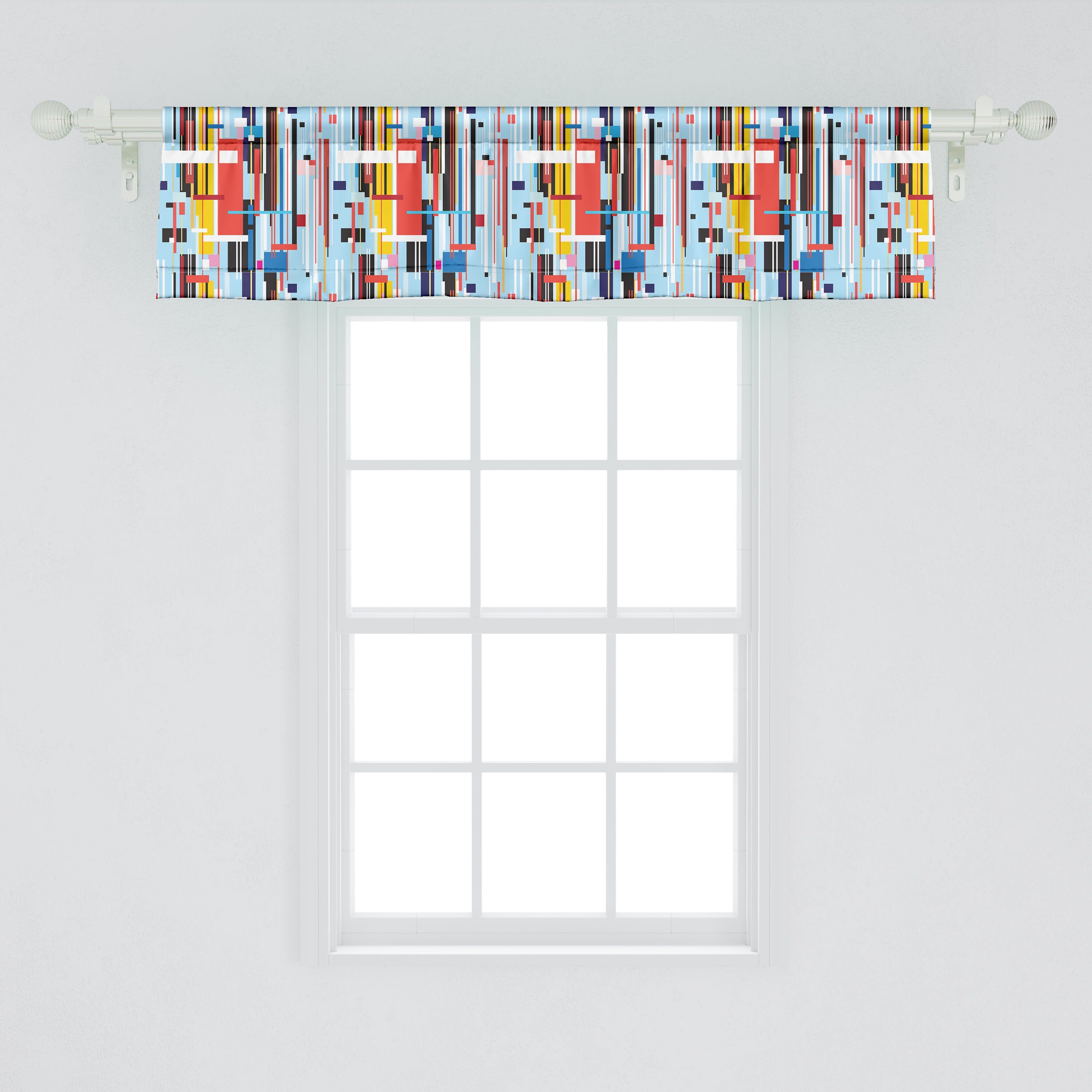 Scheibengardine Vorhang Volant für Küche Stangentasche, Dekor mit Digital-Streifen Modern Microfaser, Schlafzimmer Abakuhaus, Bunte