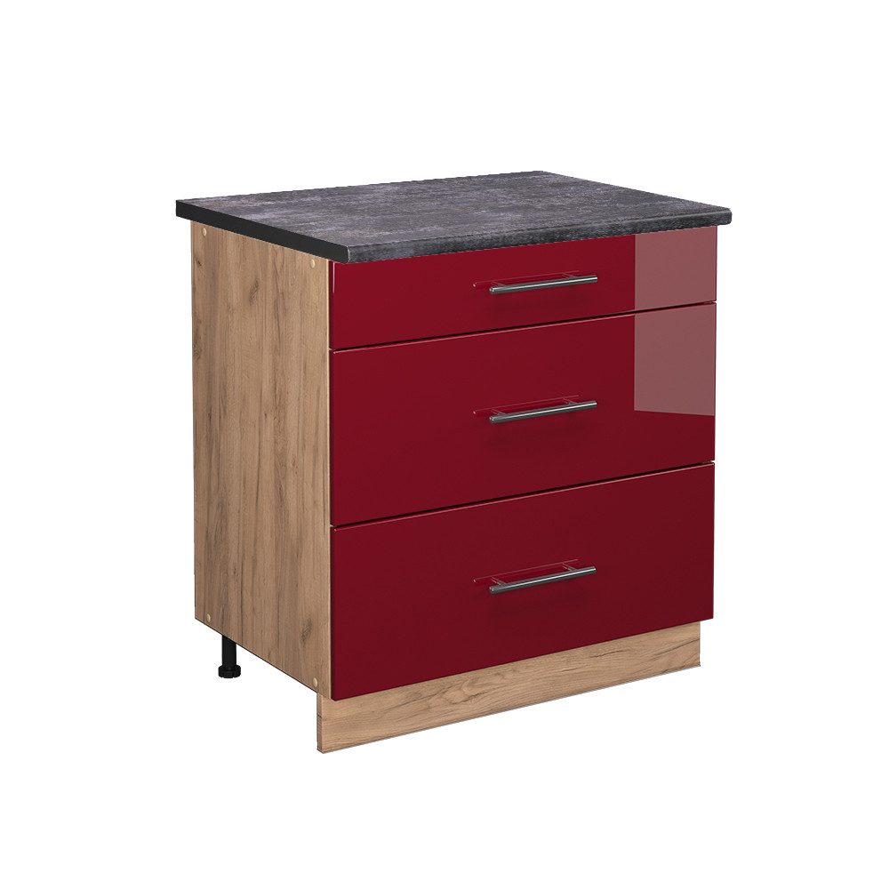 Vicco Unterschrank Fame-Line, Bordeaux Hochglanz/Goldkraft Eiche, günstig online kaufen