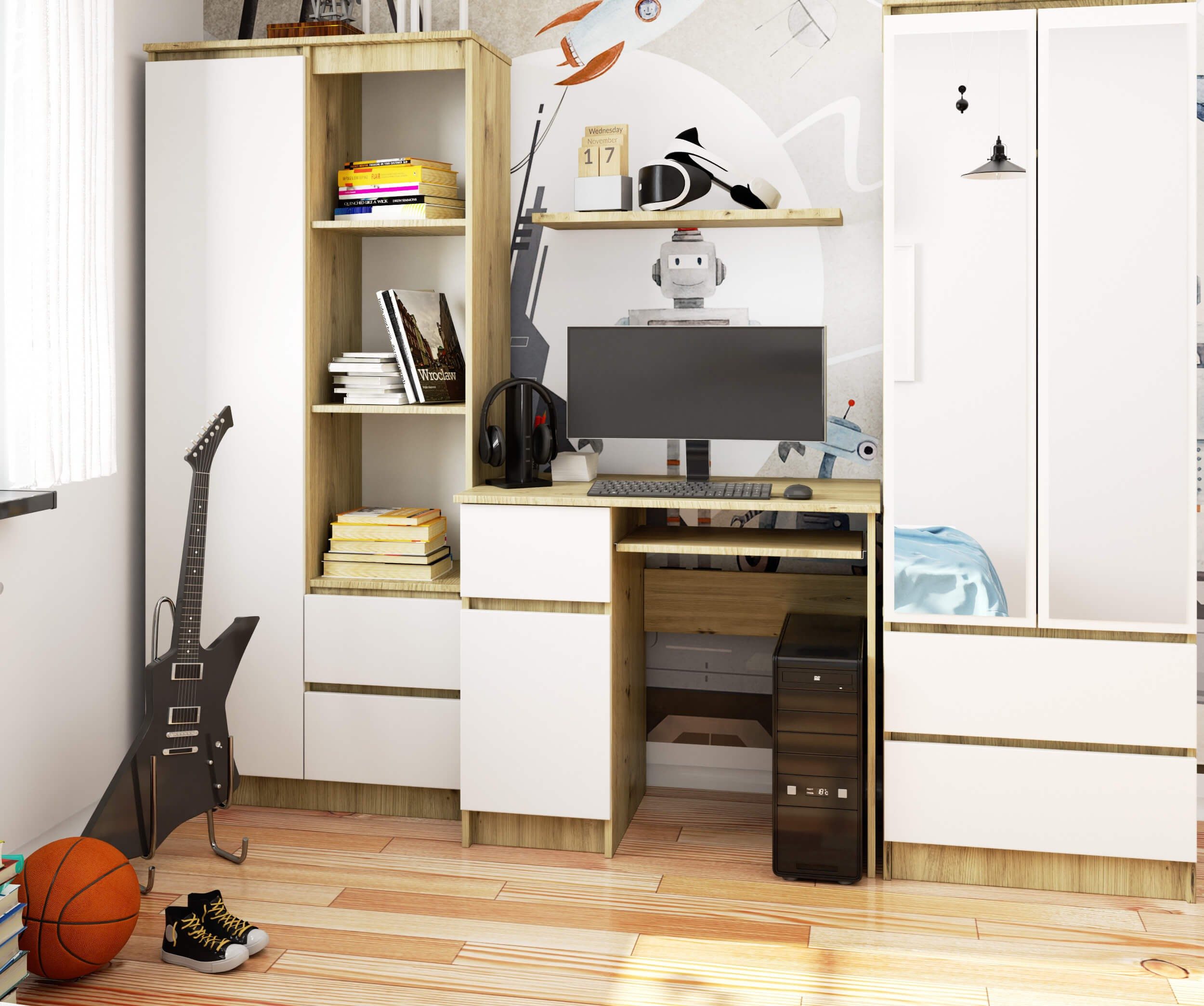 Raumhirsch Furniture Schreibtisch 90 cm Breite - Computertisch 90 cm Breite - Optimale Arbeitsfläche, Hochwertiges Laminat, Stauraum, elegantes Design, Selbstmo – Bild 5 von 5