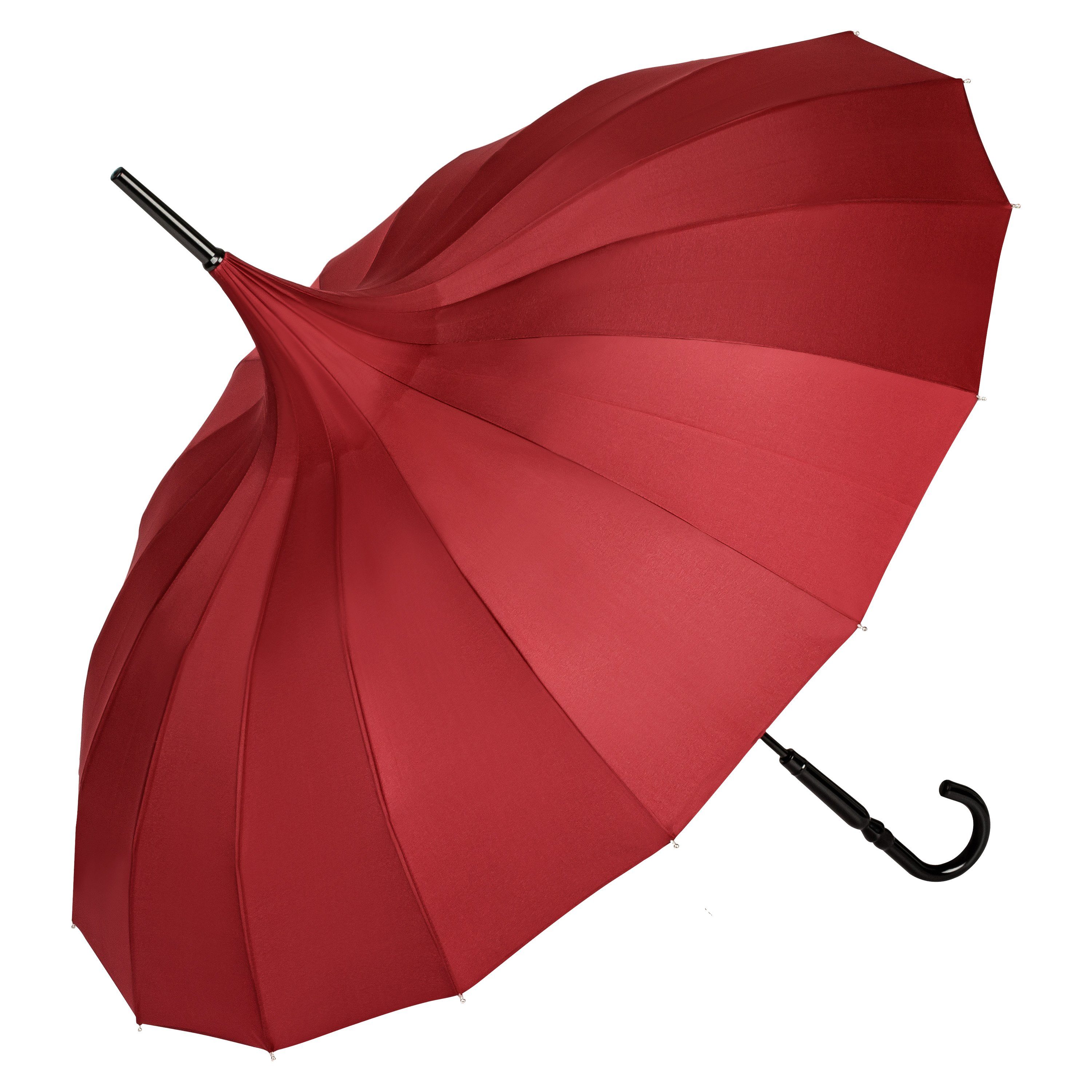 von Lilienfeld Stockregenschirm Regenschirm Sonnenschirm Pagode Charlotte, Pagodenform mit 16 Segmenten bordaux