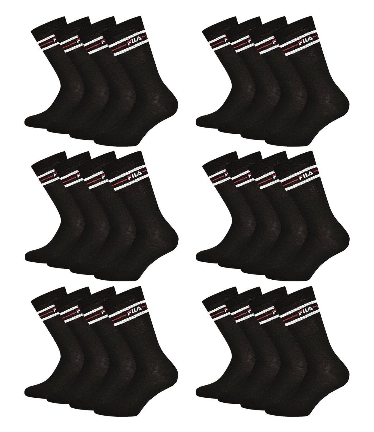 Fila Tennissocken Vintage Sportsocken (12-Paar) black mit weichen 200 Bündchen