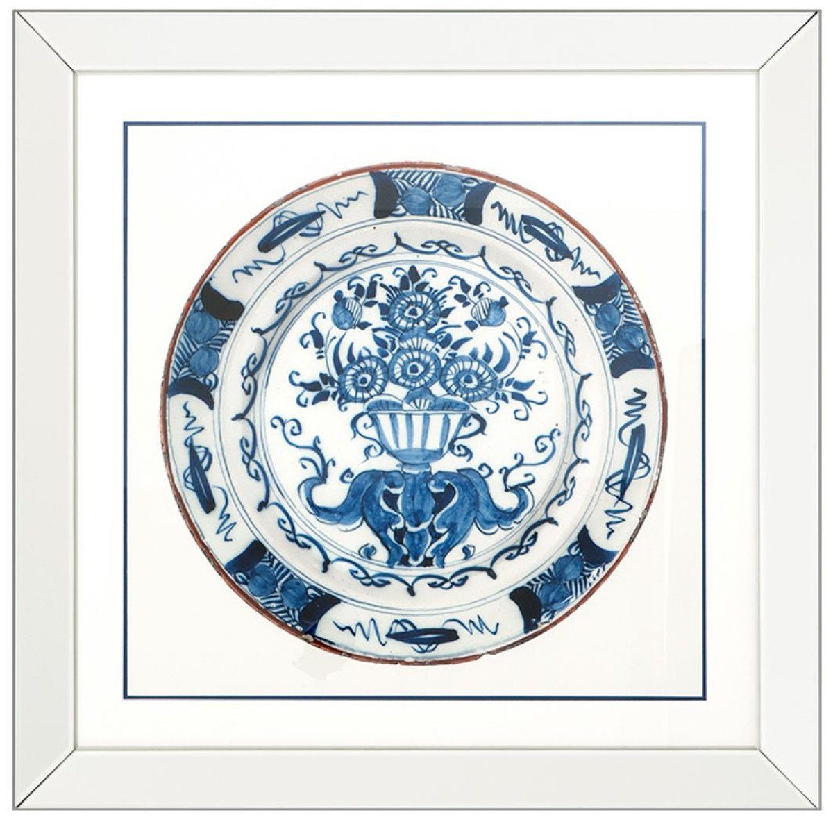 Casa Padrino Bilderrahmen Bilder Teller x Chinesische Kunstdruck Porzellan H. Wanddekoration / / Set 80 Luxus 80 Blau cm Weiß Antike 4er 