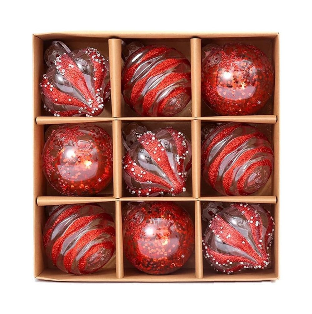 CLTYQ Weihnachtsbaumkugel 9 WWeihnachtskugel-Set, Kunststoff-Weihnachtsbaumdekoration, für Weihnachtsbaumdekoration, Partys, Hochzeitsdekoration